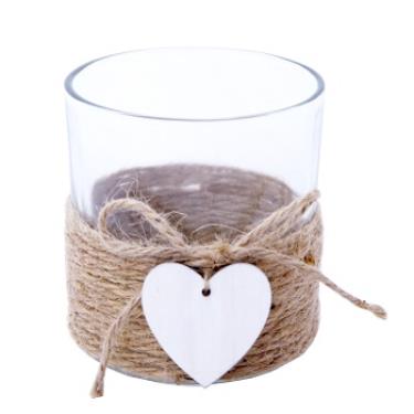 Vasetto Portacandela/ tealight Con Vetro E Cuore