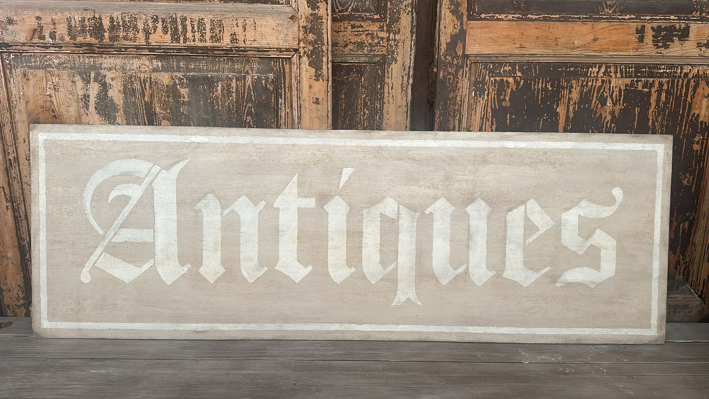Insegna Scritta "ANTIQUES" Tortora Chiaro