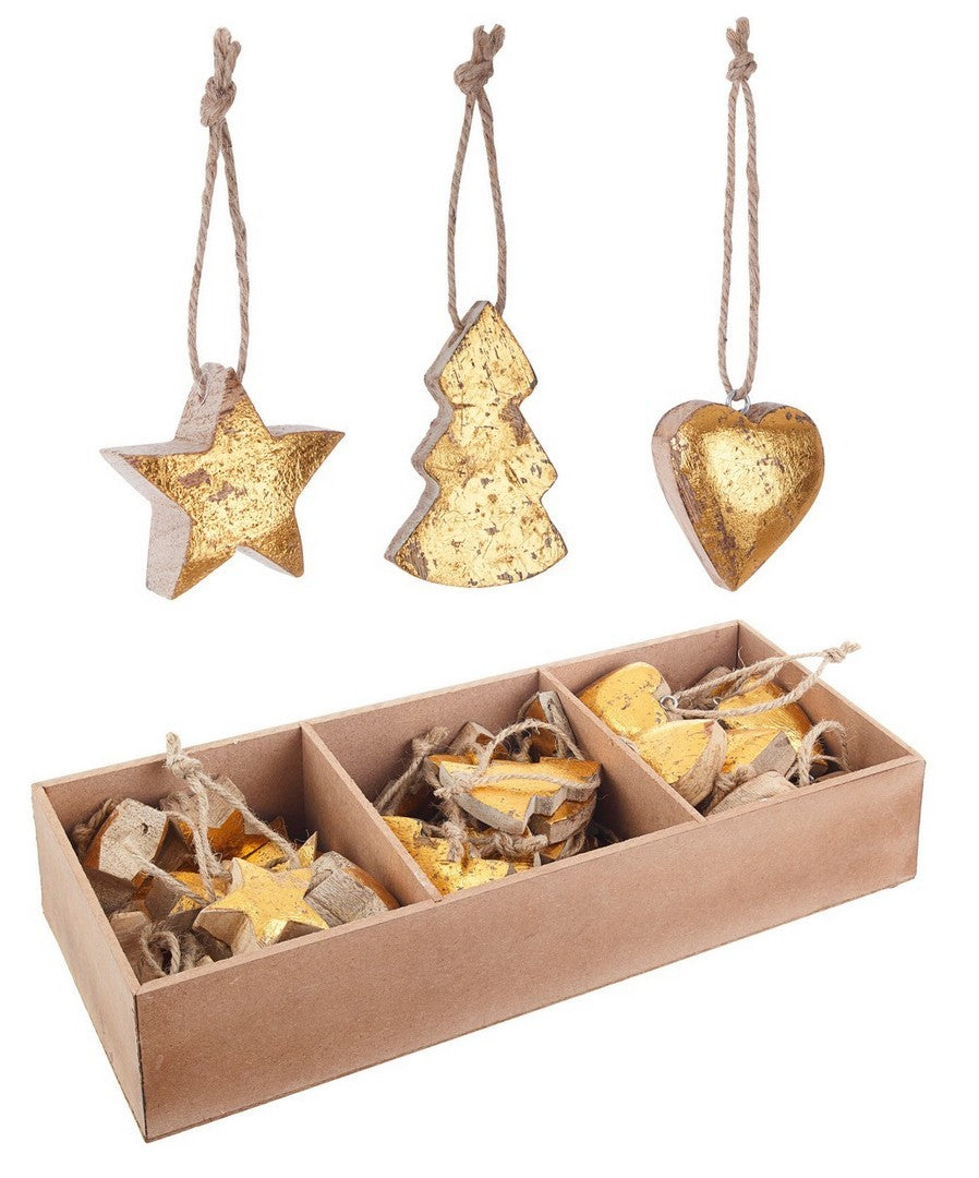 Pendagli Albero Legno E Oro