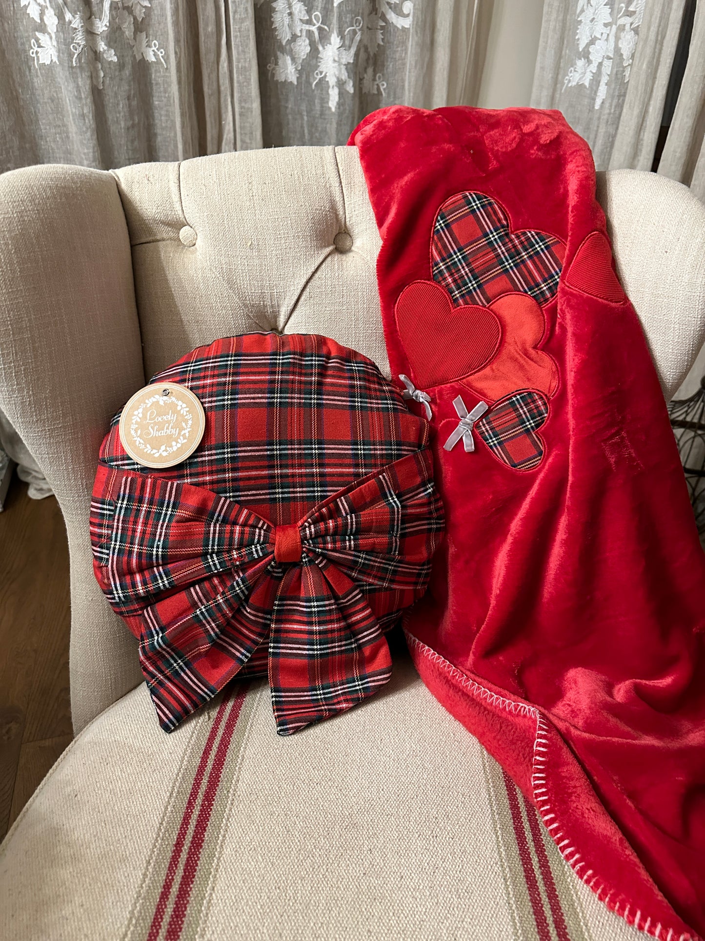 Cuscino Rotondo Con Fiocco Tartan