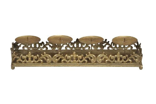 Candelabro Oro Rettangolare A Quattro Con Vassoio
