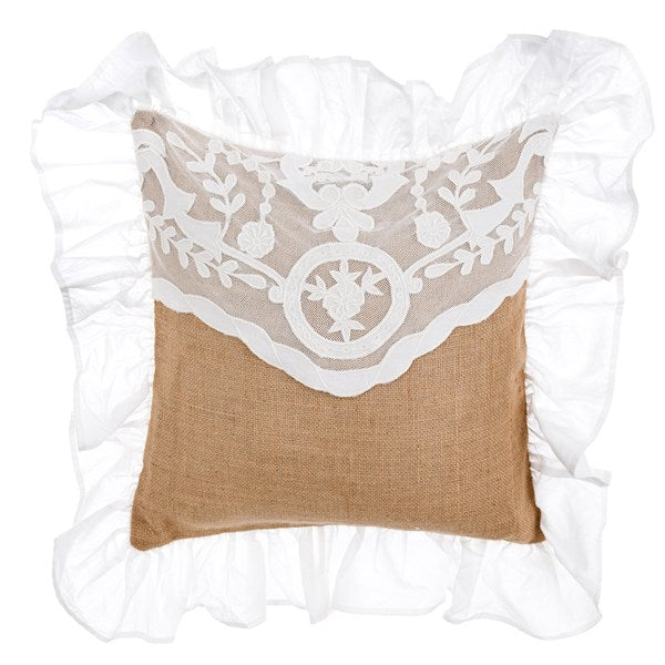 Cuscino In Juta Con Pizzo E Gala