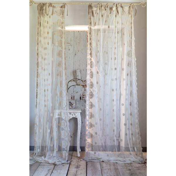 Tenda Con Decoro Pizzo E Lacci Tortora