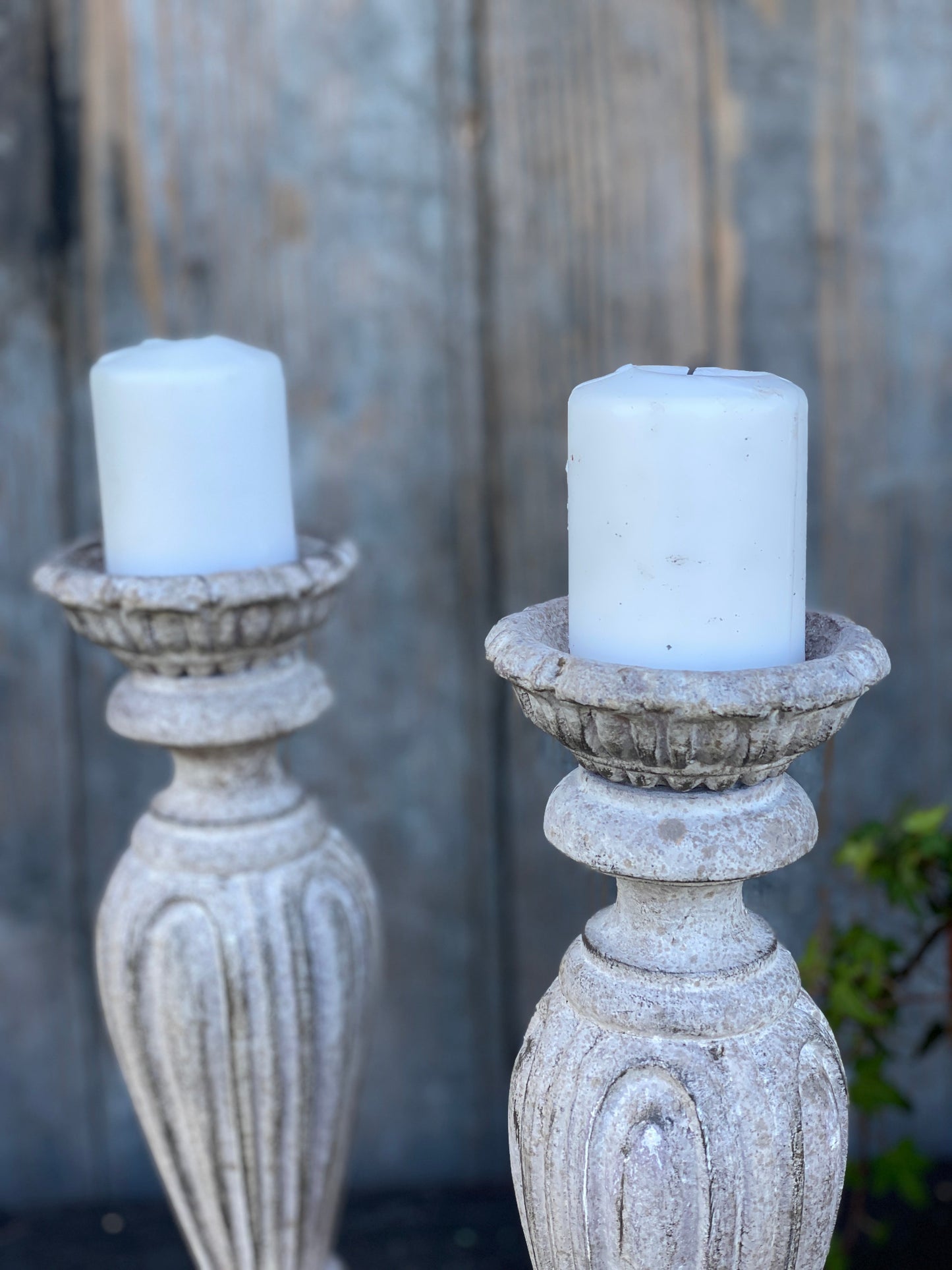 Candelabro Con Piatto Intarsiato Con Patina Antica