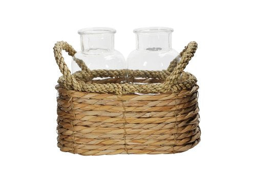 2 Bottigliette Con Cestino Vimini