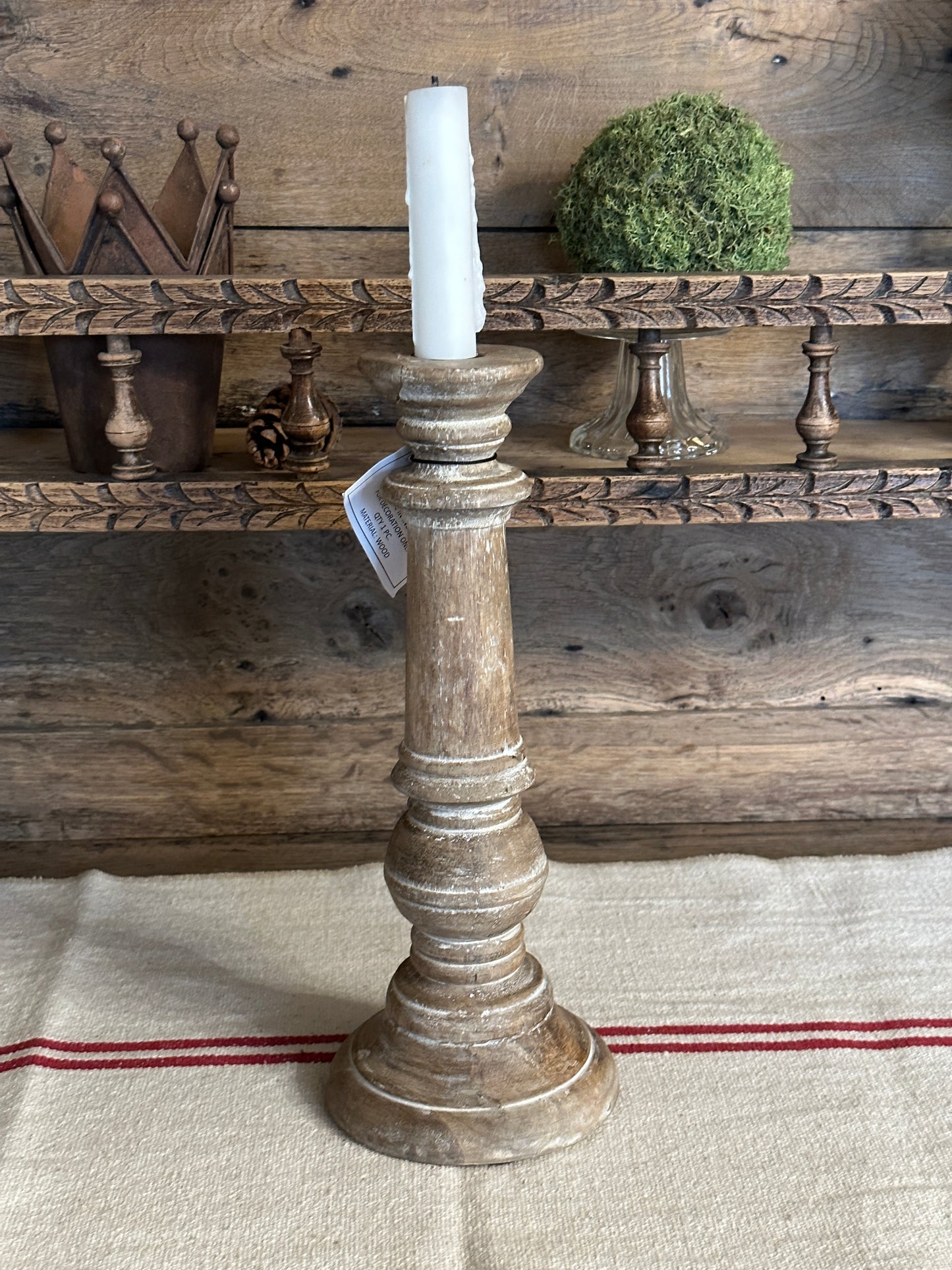 Candelabro Legno Sbiancato