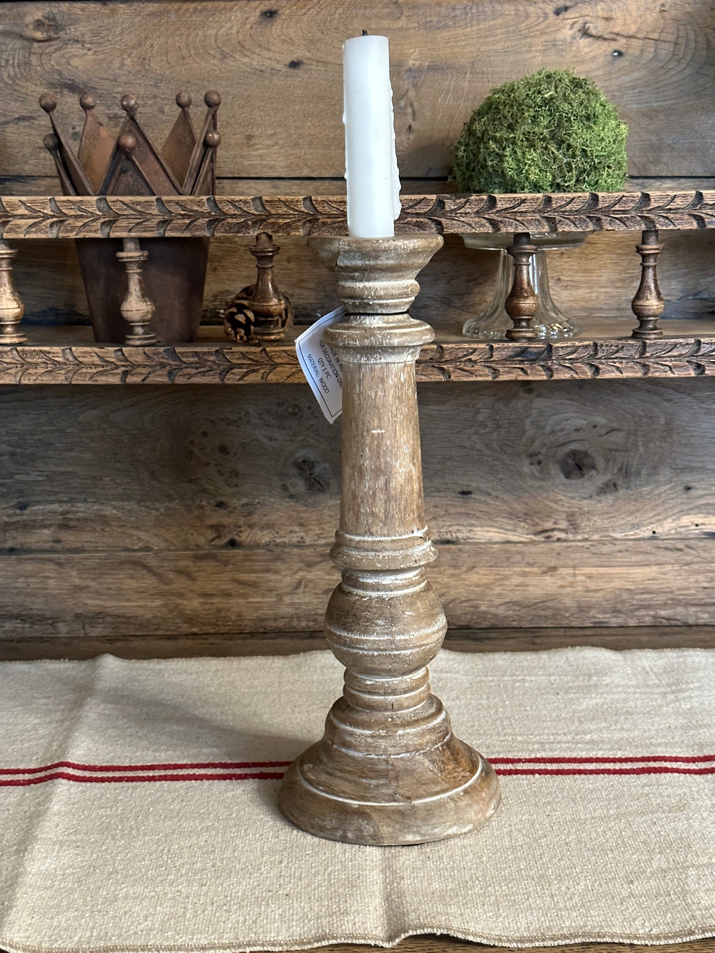 Candelabro Legno Sbiancato