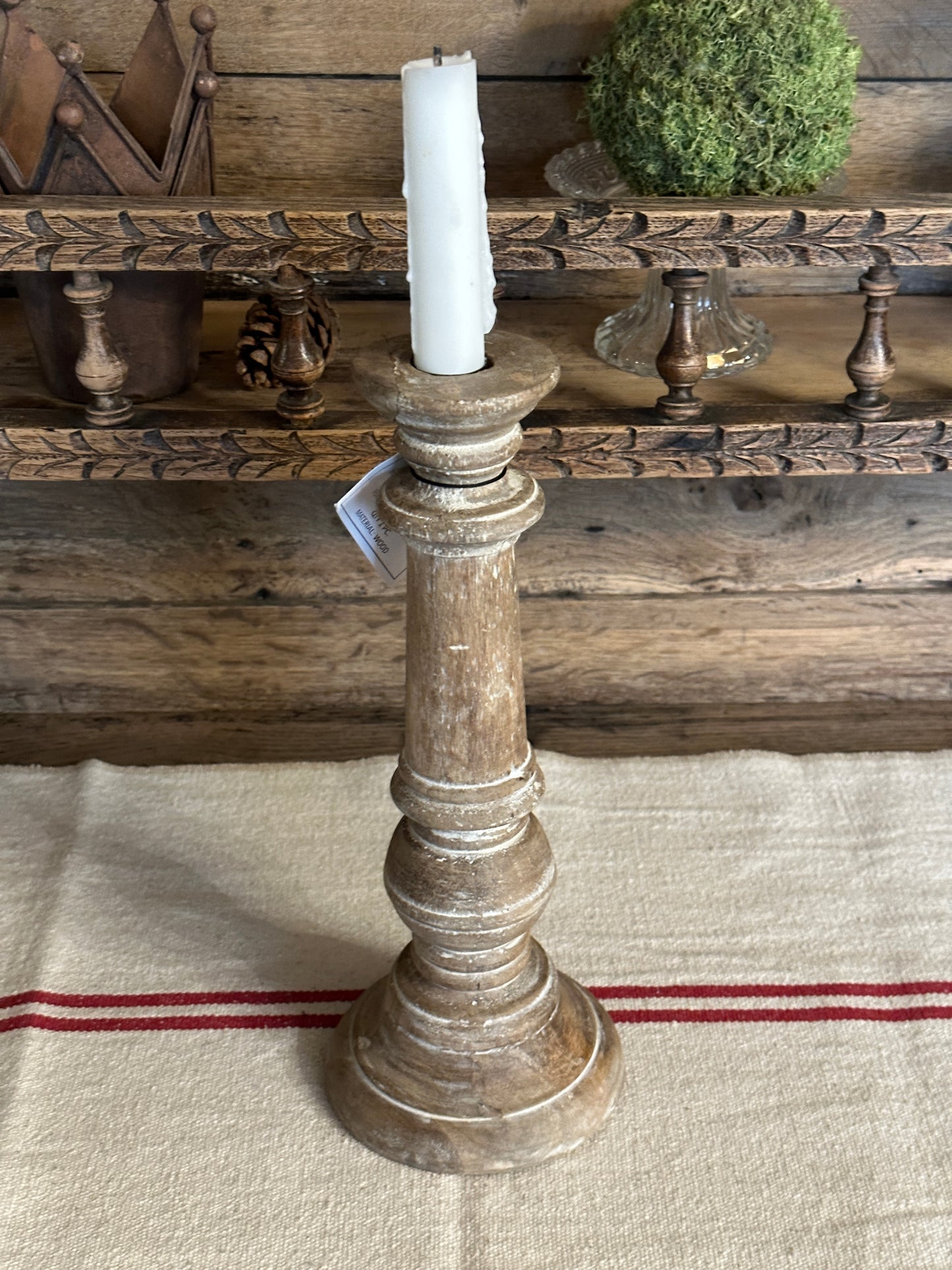 Candelabro Legno Sbiancato