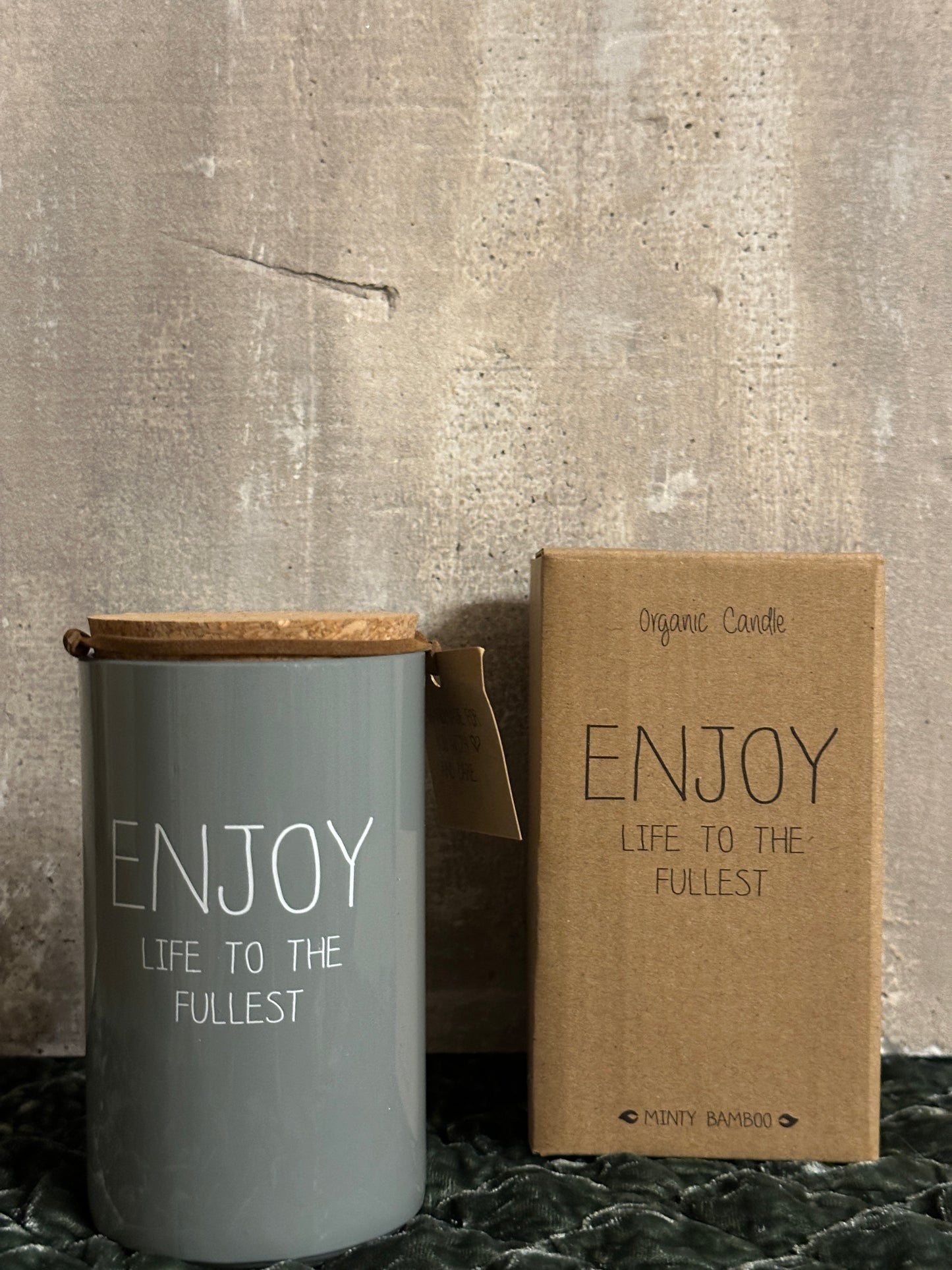 Candela In Barattolo Con Tappo "Enjoy Life To The Fullest"