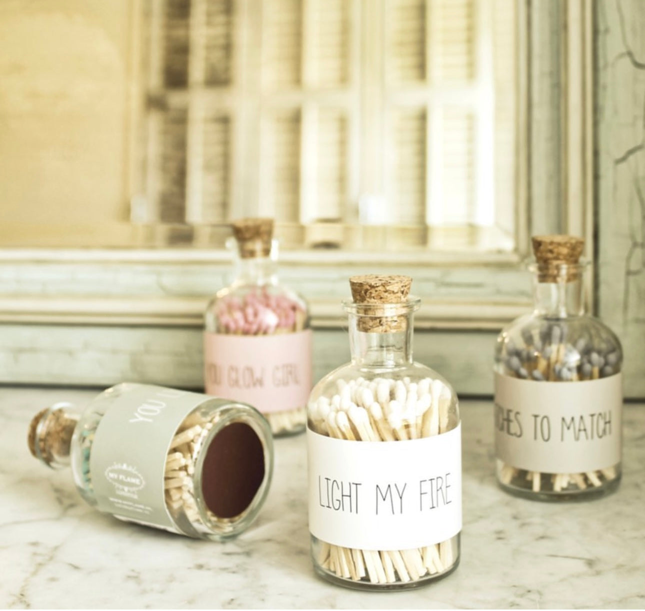 Bottiglia Con Fiammiferi Bianchi "You Light My Fire"