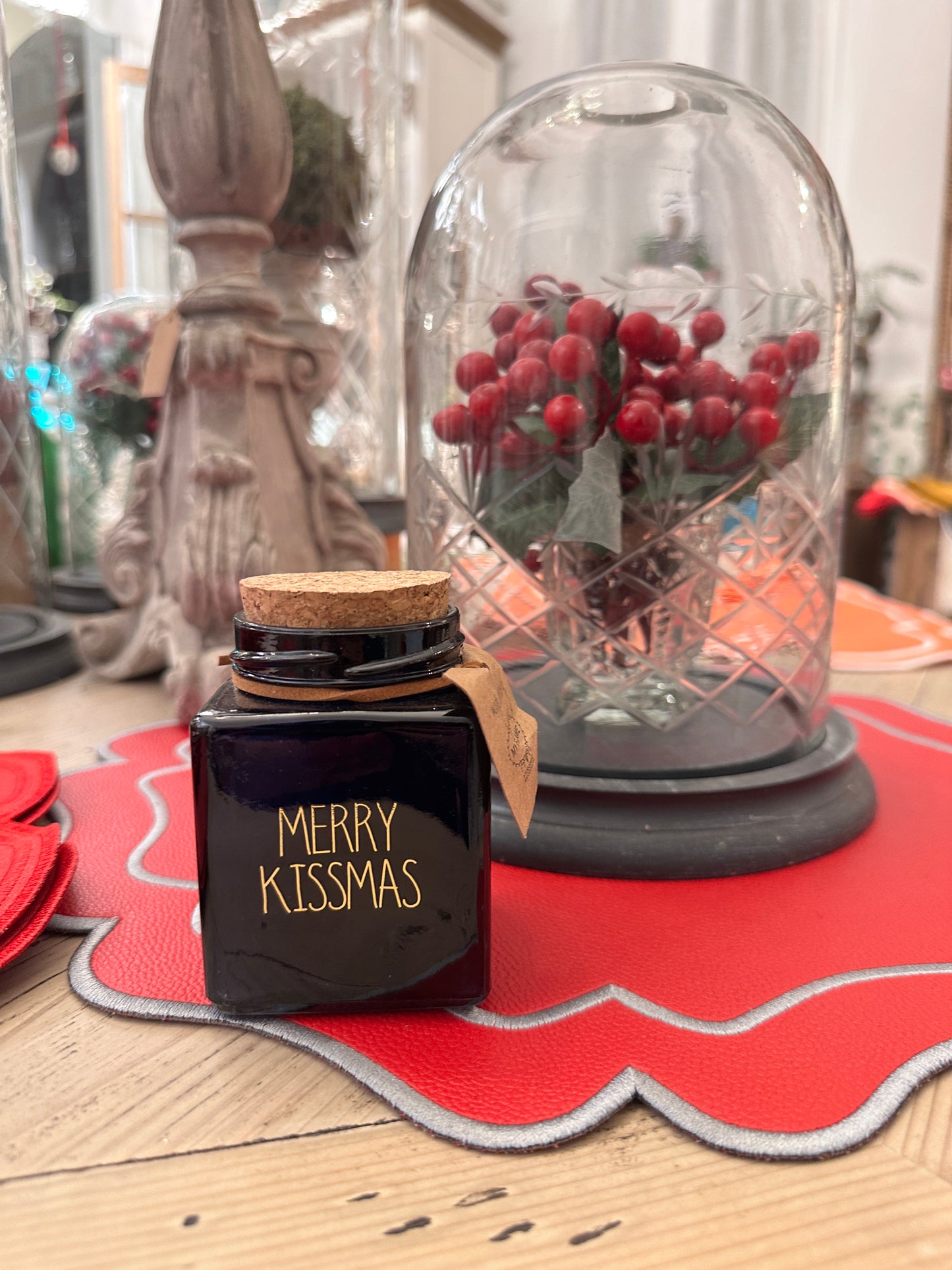 Candela In Bottiglia Con Tappo "Merry Kissmas"
