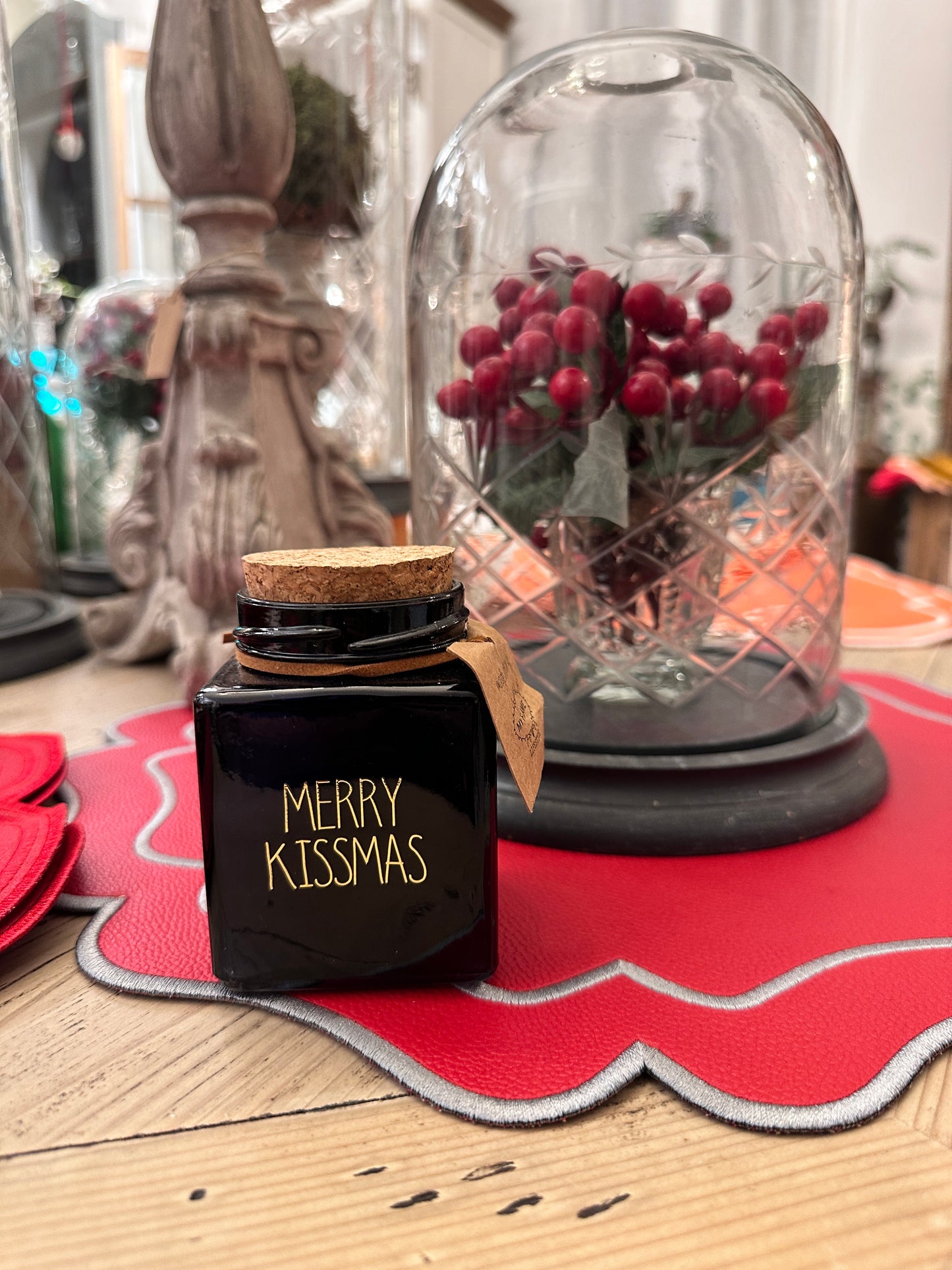 Candela In Bottiglia Con Tappo "Merry Kissmas"