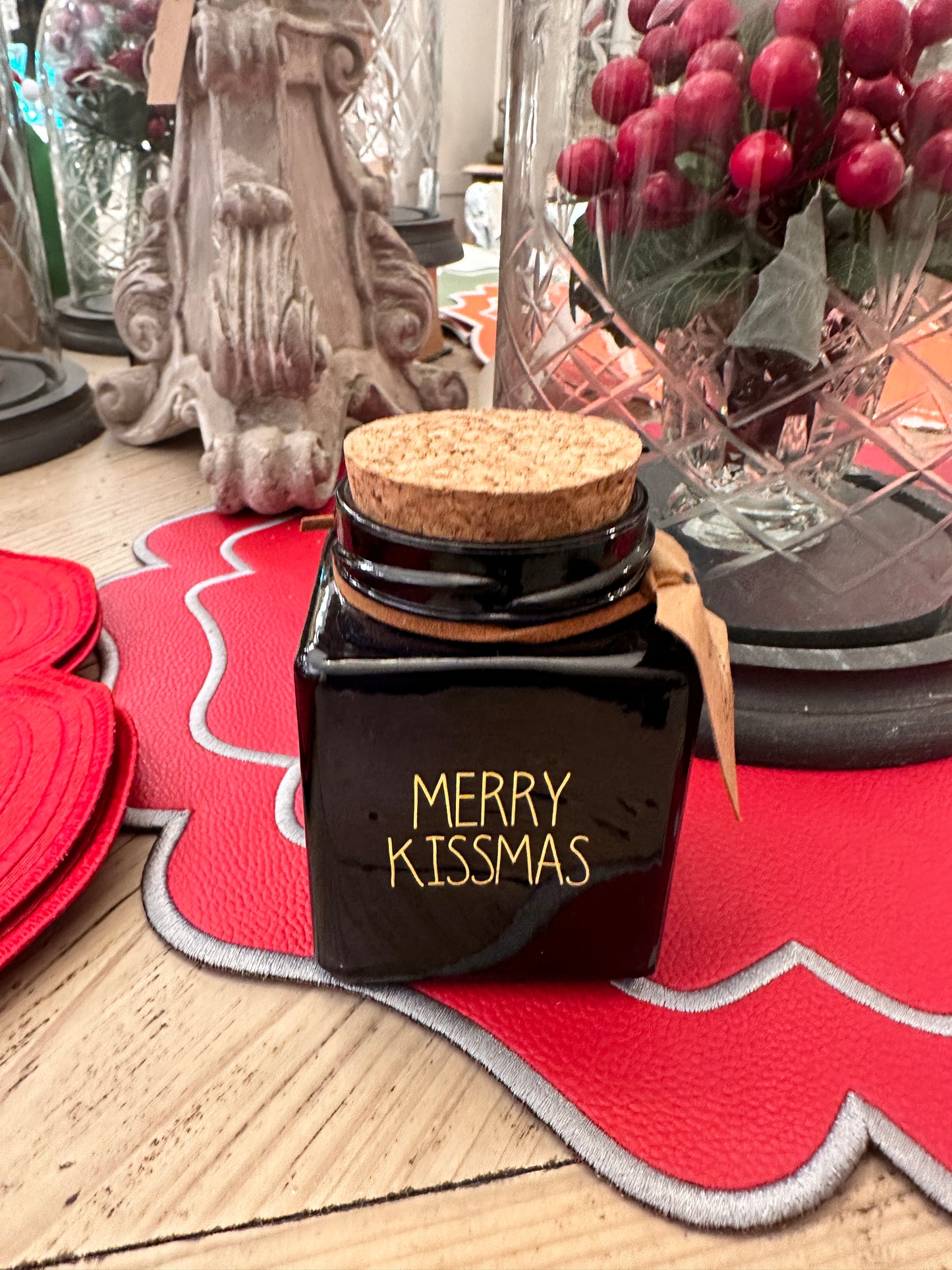 Candela In Bottiglia Con Tappo "Merry Kissmas"
