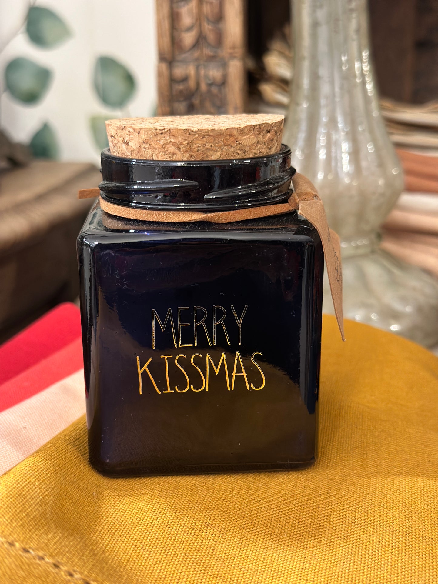 Candela In Bottiglia Con Tappo "Merry Kissmas"