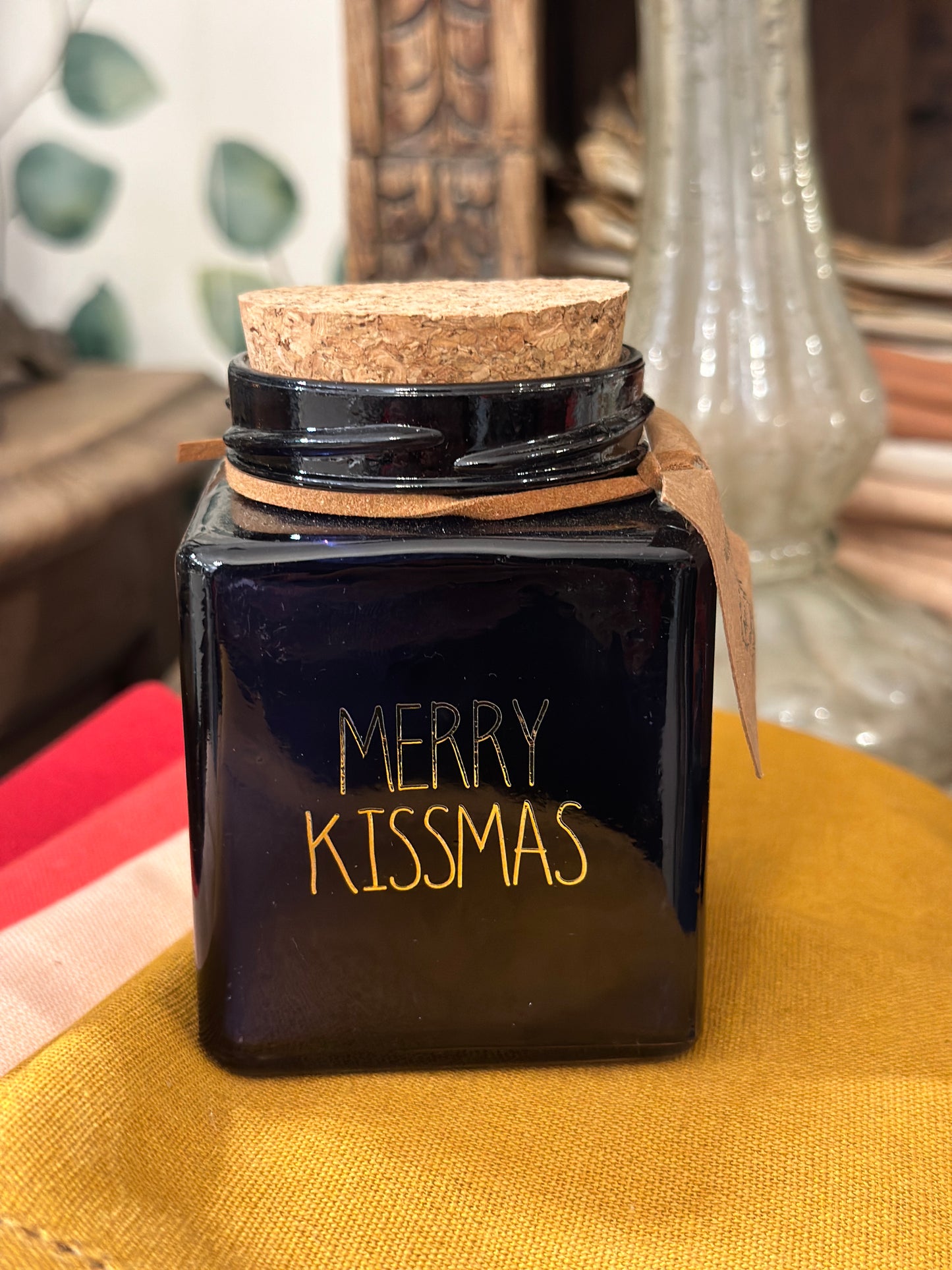 Candela In Bottiglia Con Tappo "Merry Kissmas"