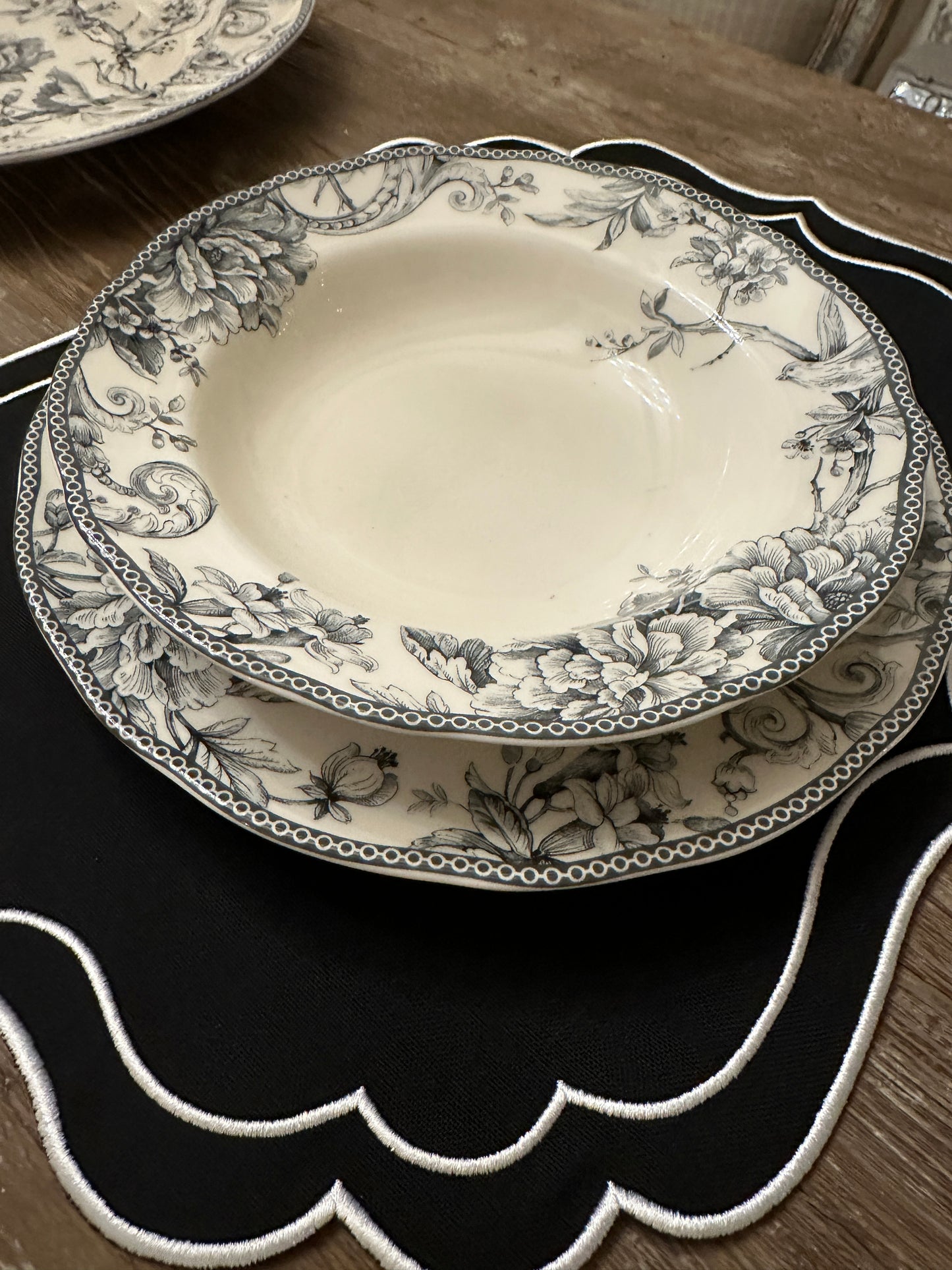 Piatti Fioritura Bianco & Nero