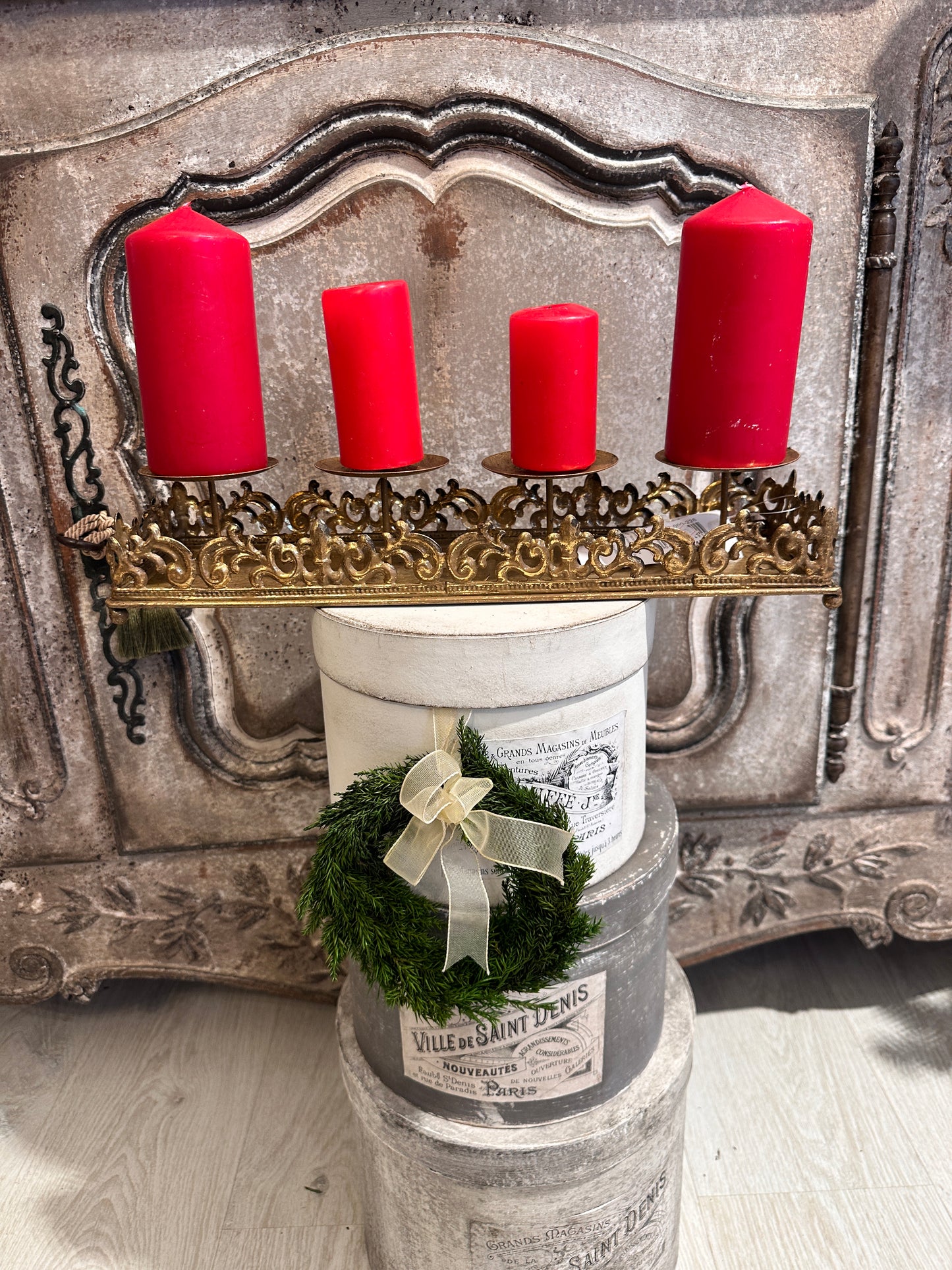 Candelabro Oro Rettangolare A Quattro Con Vassoio