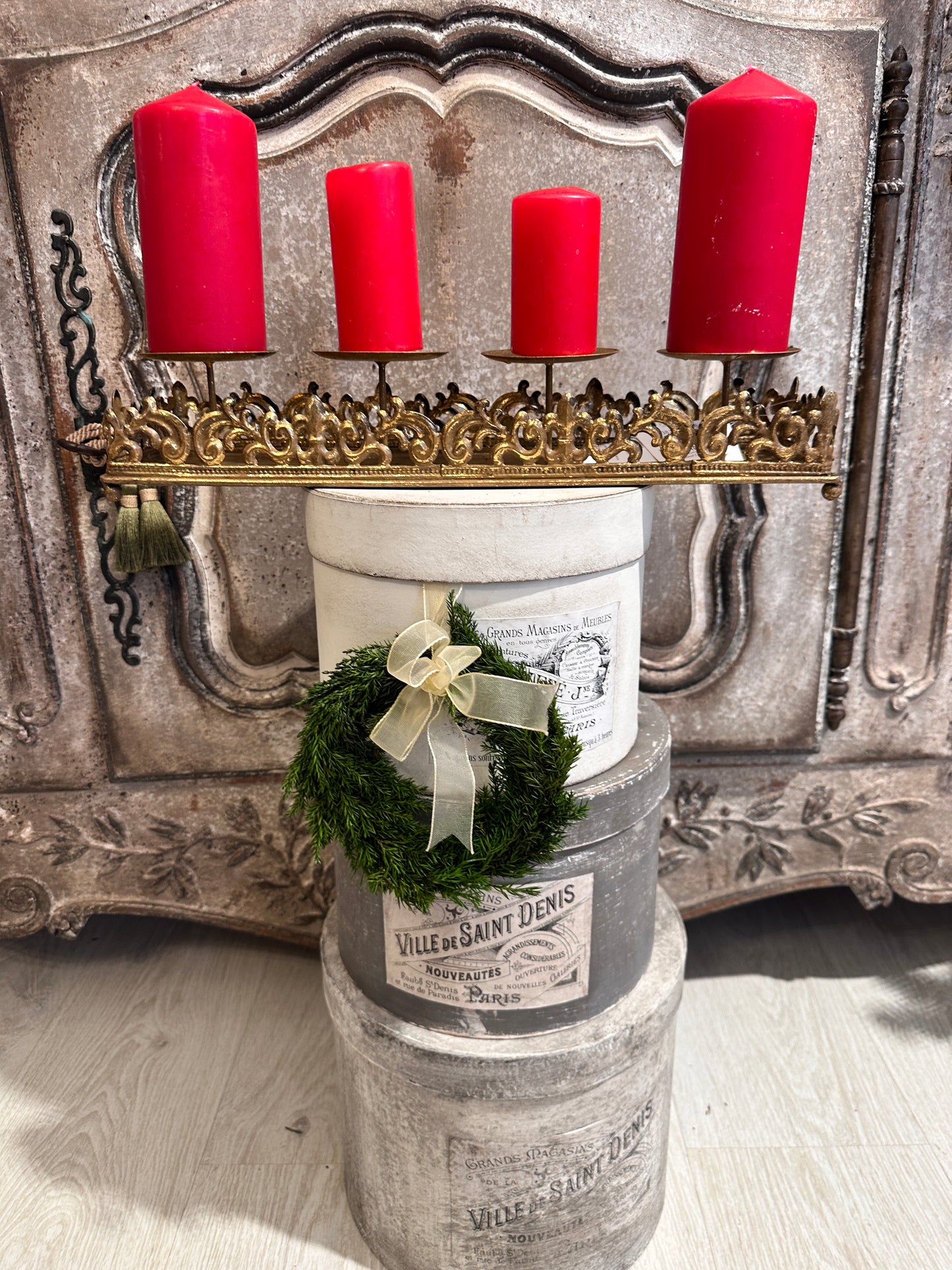 Candelabro Oro Rettangolare A Quattro Con Vassoio