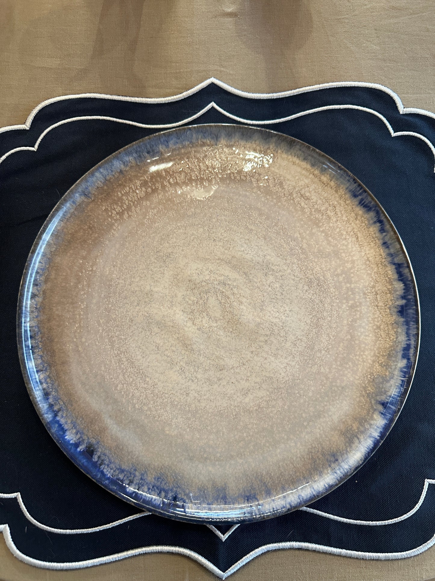 Piatti Beige Bordo Blu