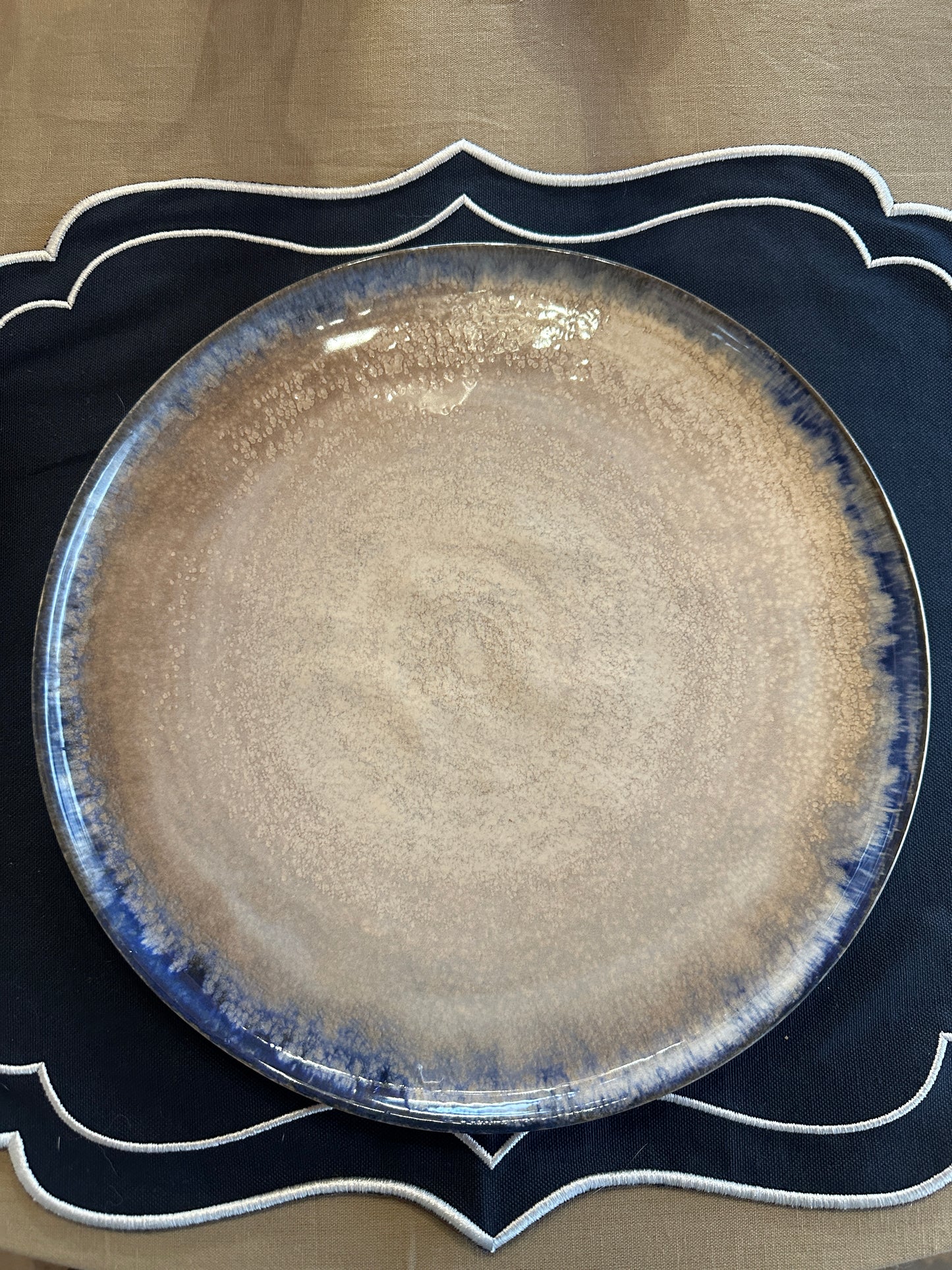 Piatti Beige Bordo Blu