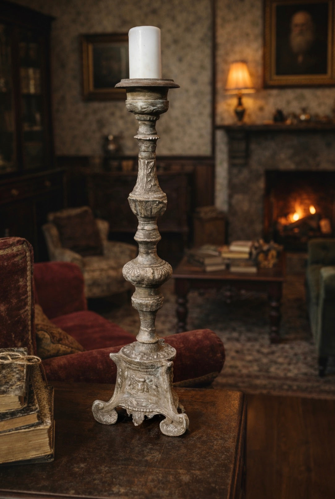 Candelabro Anticato In Bronzo