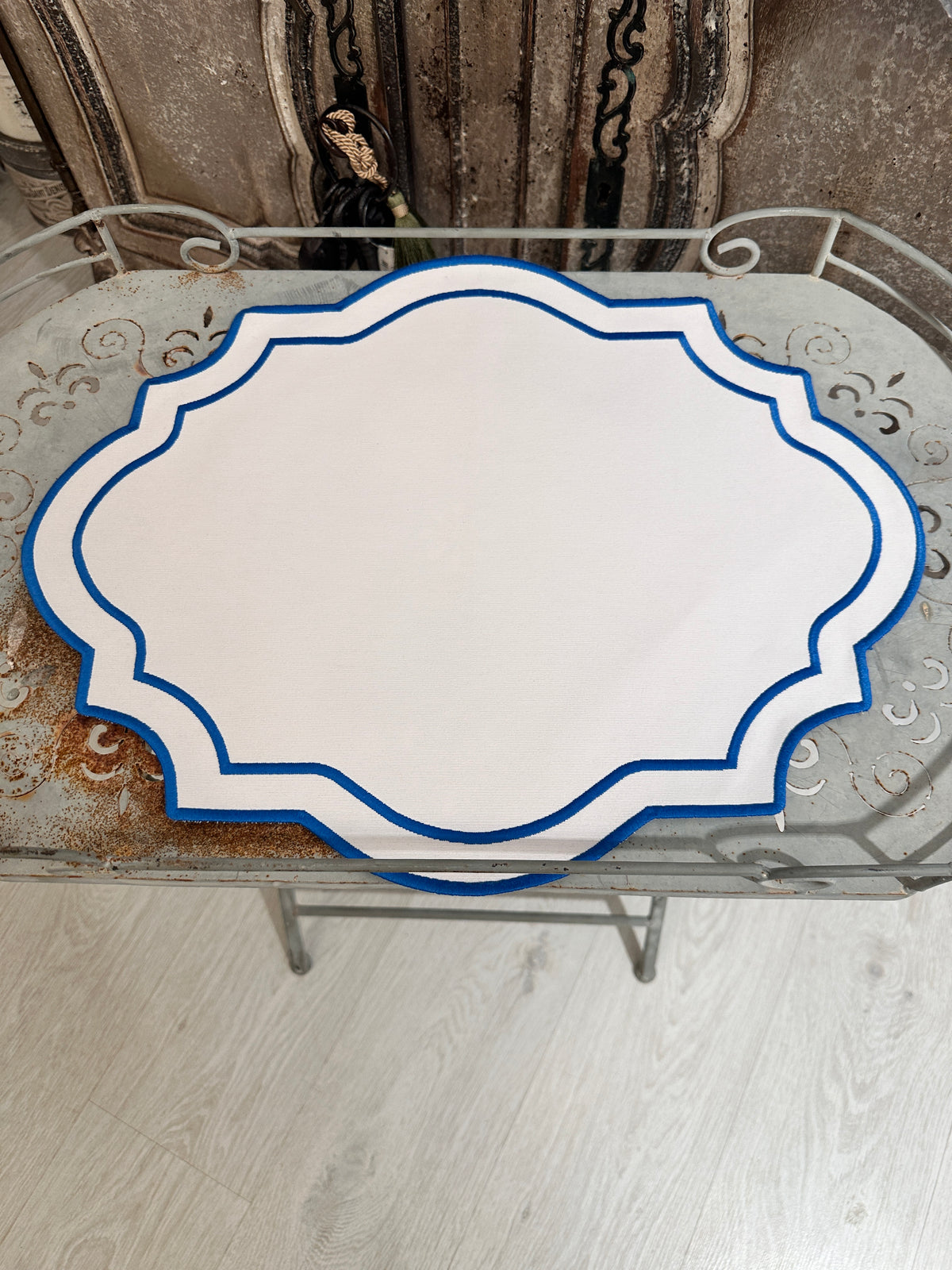 Tovaglietta Doppia Bianco/ Bluette Idrorepellente