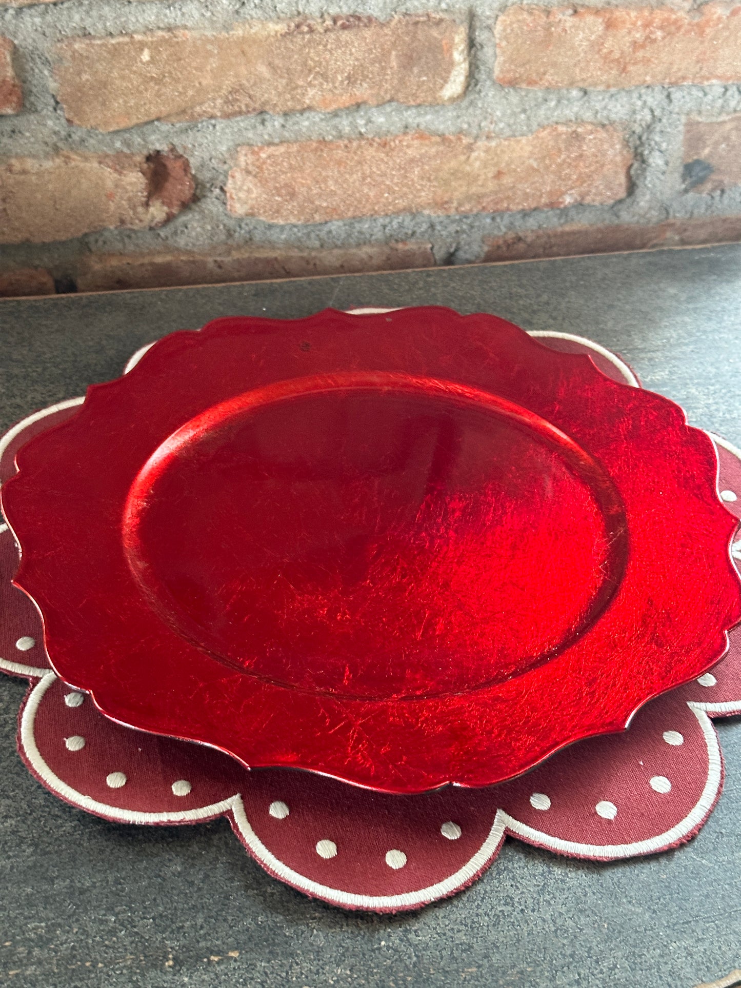 Sottopiatto Merletto Rosso