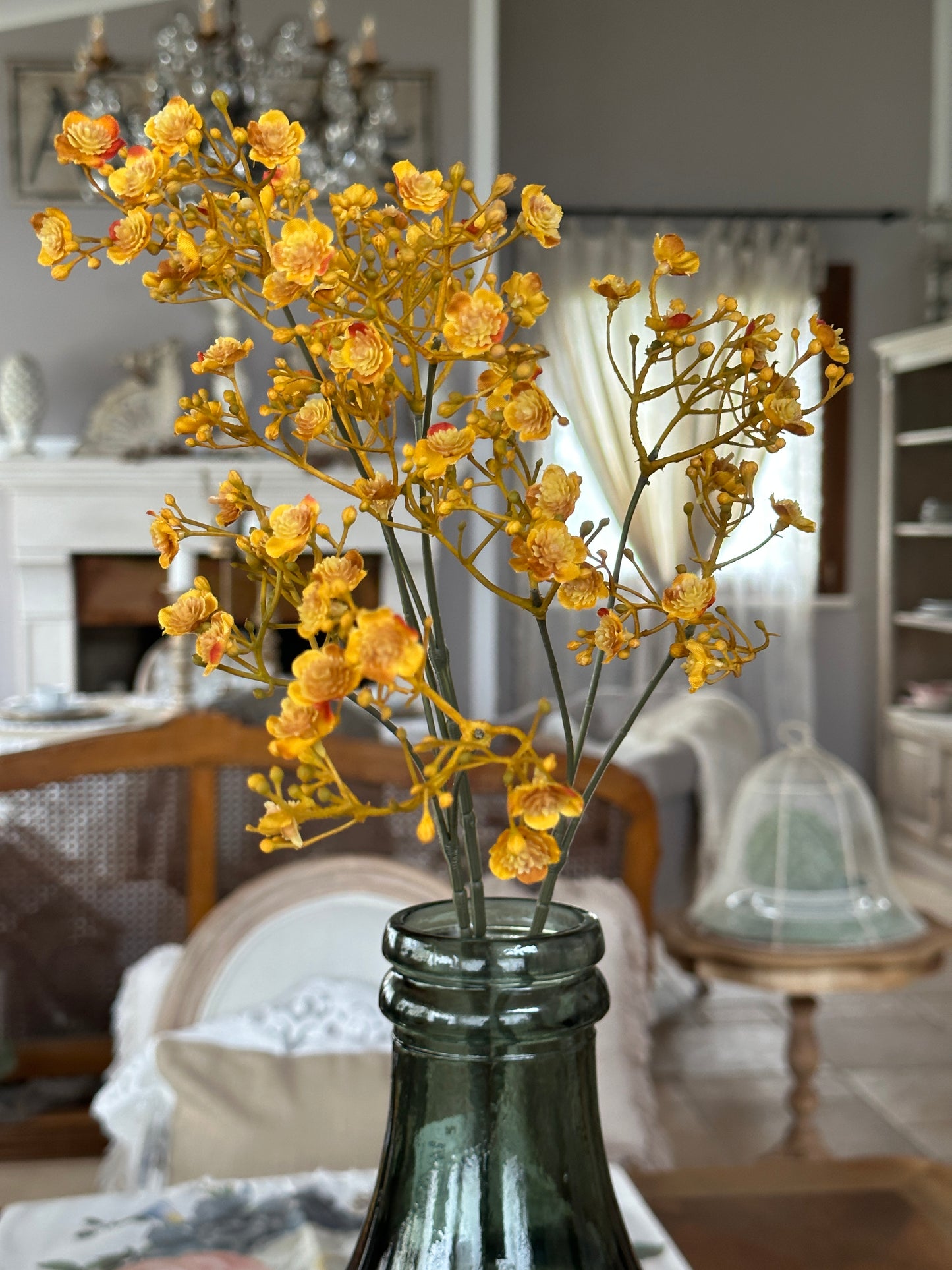 Ramo Fiore Gypsophila Con Fiorellini Colore Miele
