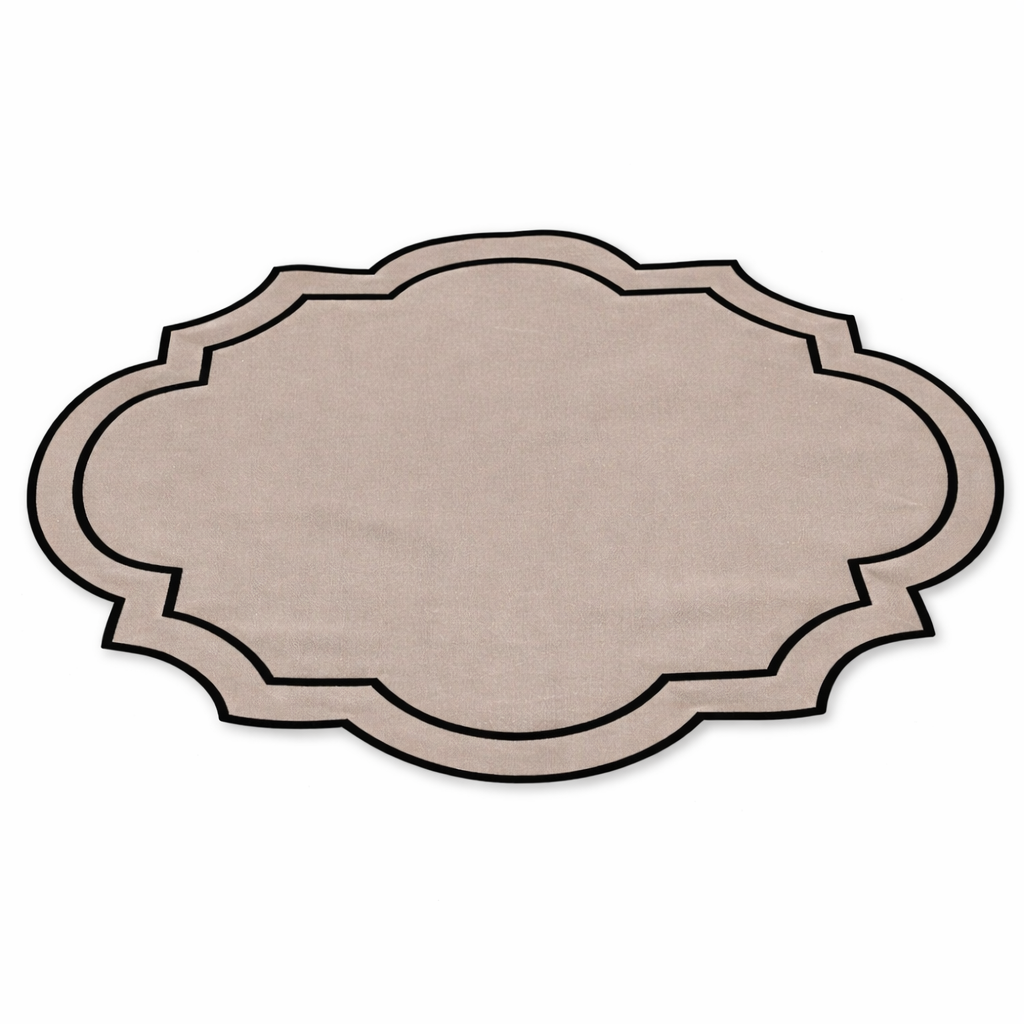 Tovaglietta Ricamata Beige/Nero Idrorepellente