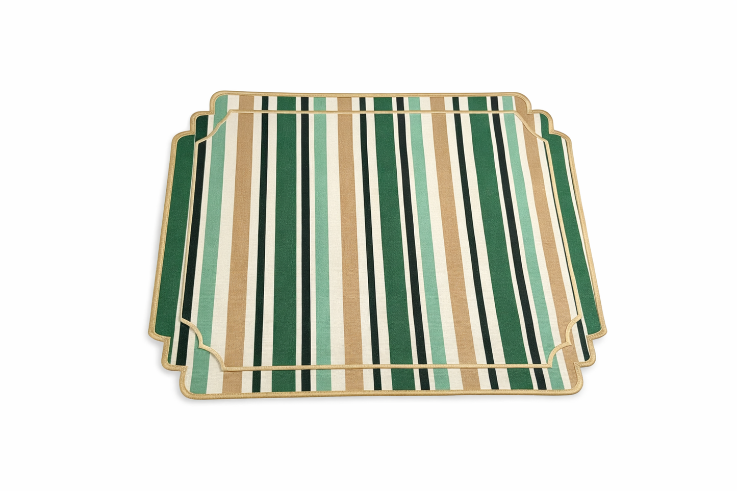 Tovaglietta A Righe Beige/Verde Idrorepellente