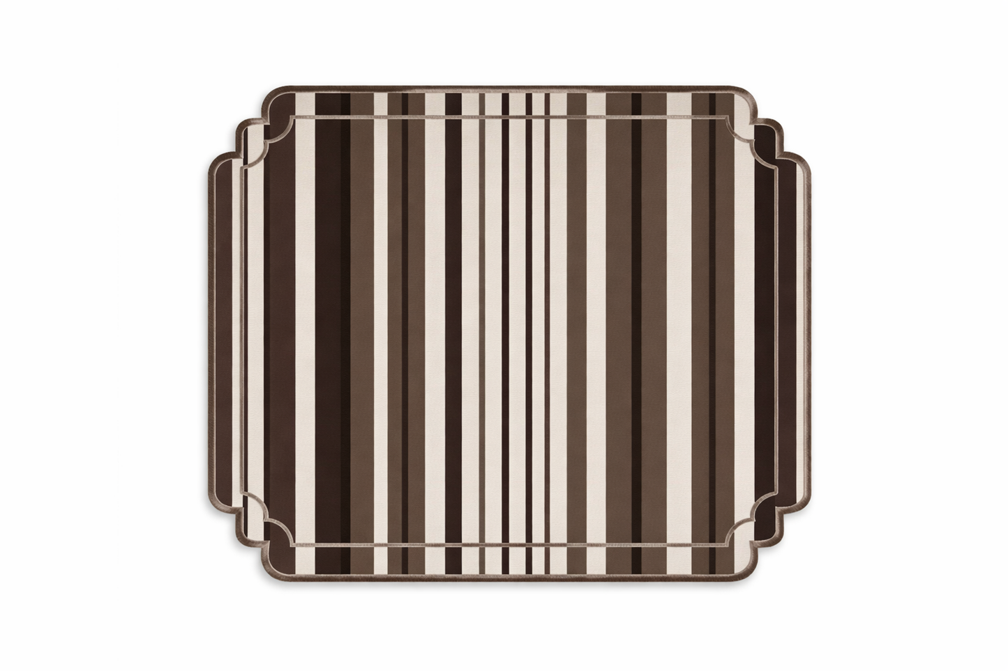 Tovaglietta A Righe Beige/Tortora Idrorepellente