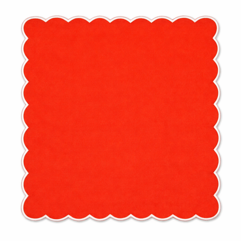 Tovaglietta Quadrata Idrorepellente Ricamata Arancio/ Bianco