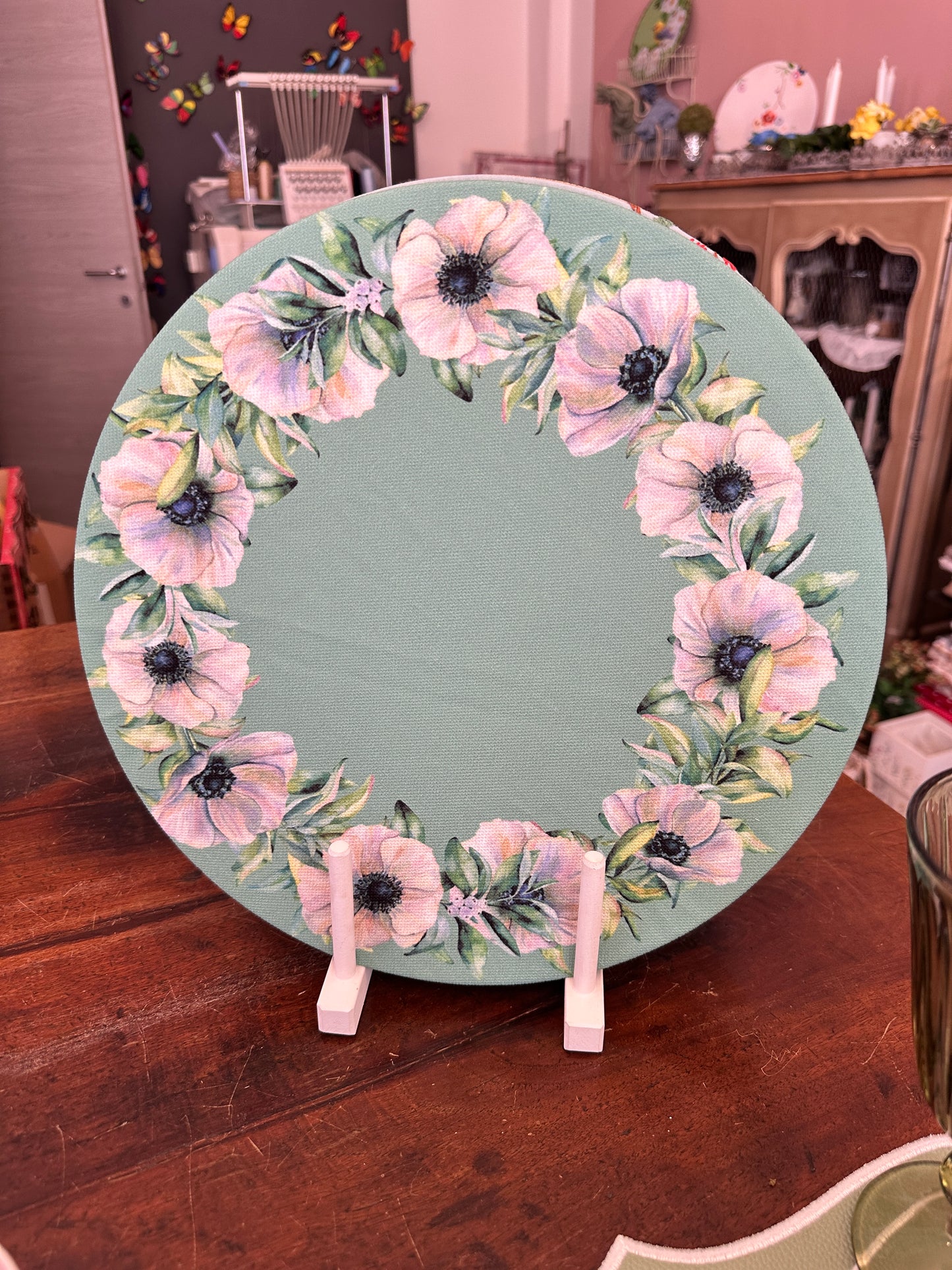 Sottopiatto Verde Acqua Con Fiori