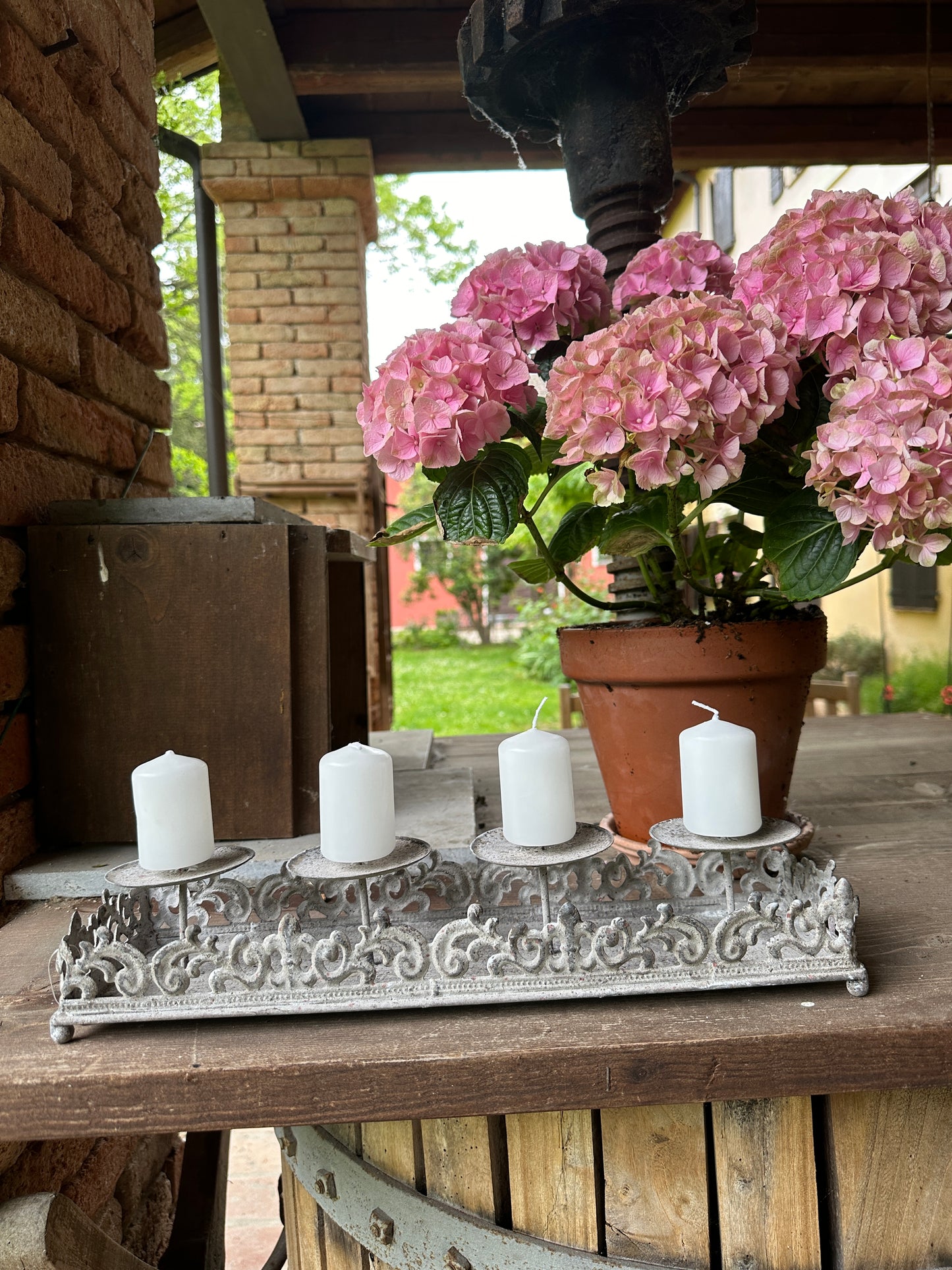 Candelabro Rettangolare A Quattro Con Vassoio