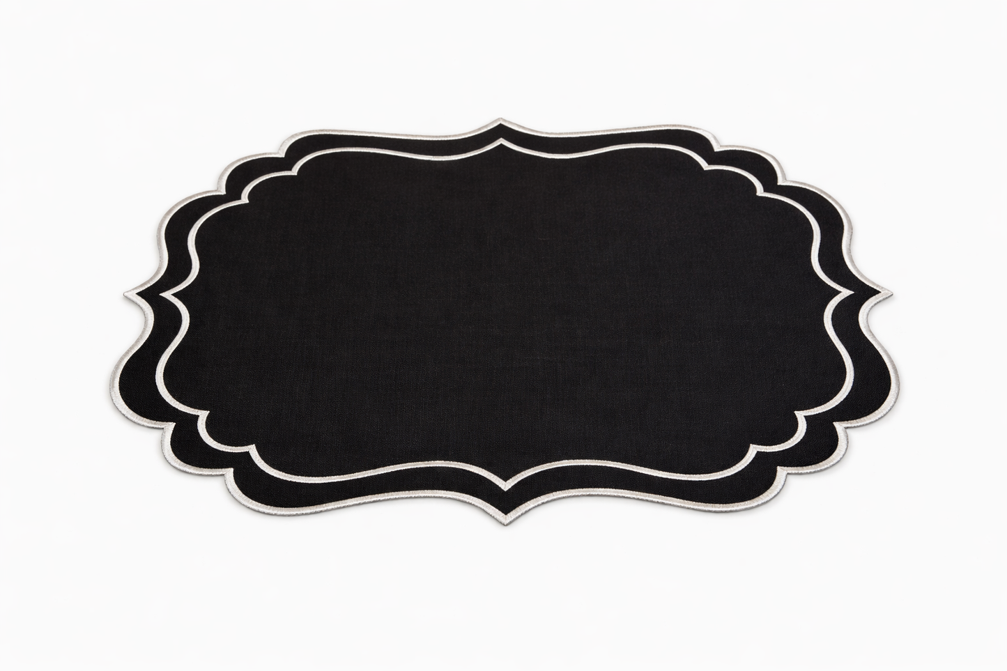 Tovaglietta Lino Ricamata Nero/ Bianco