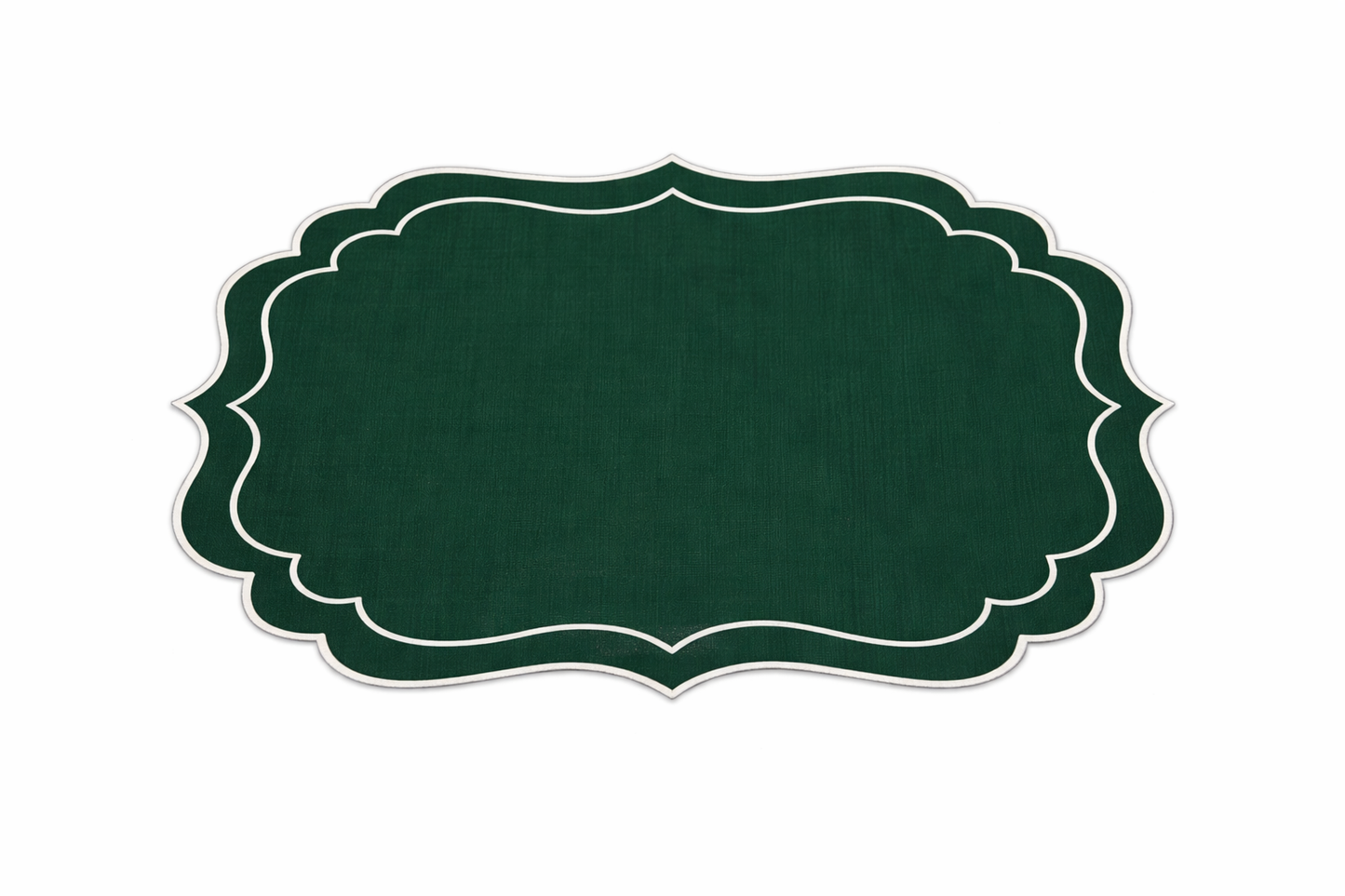 Tovaglietta Lino Ricamata Verde/ Bianco