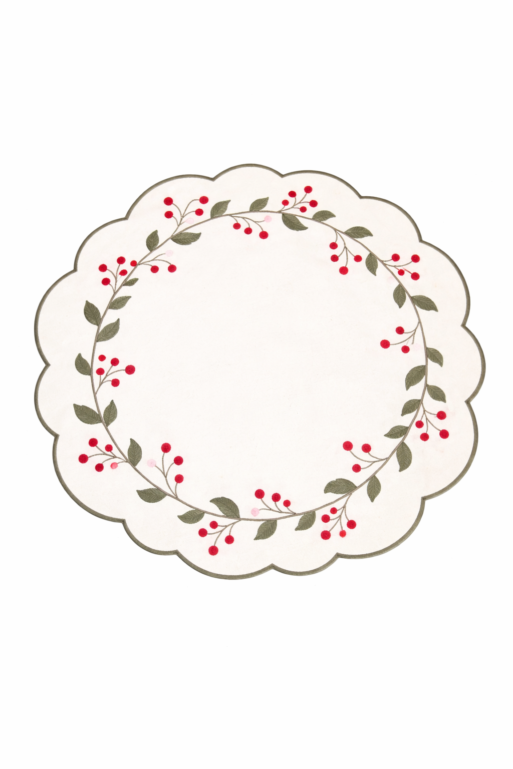 Tovaglietta Rotonda Ricamata Decorazione Natale Idrorepellente