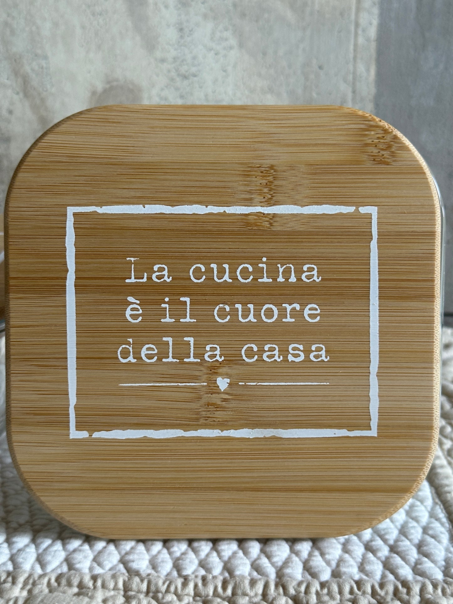 Contenitore Vetro Tappo Legno Con Scritta