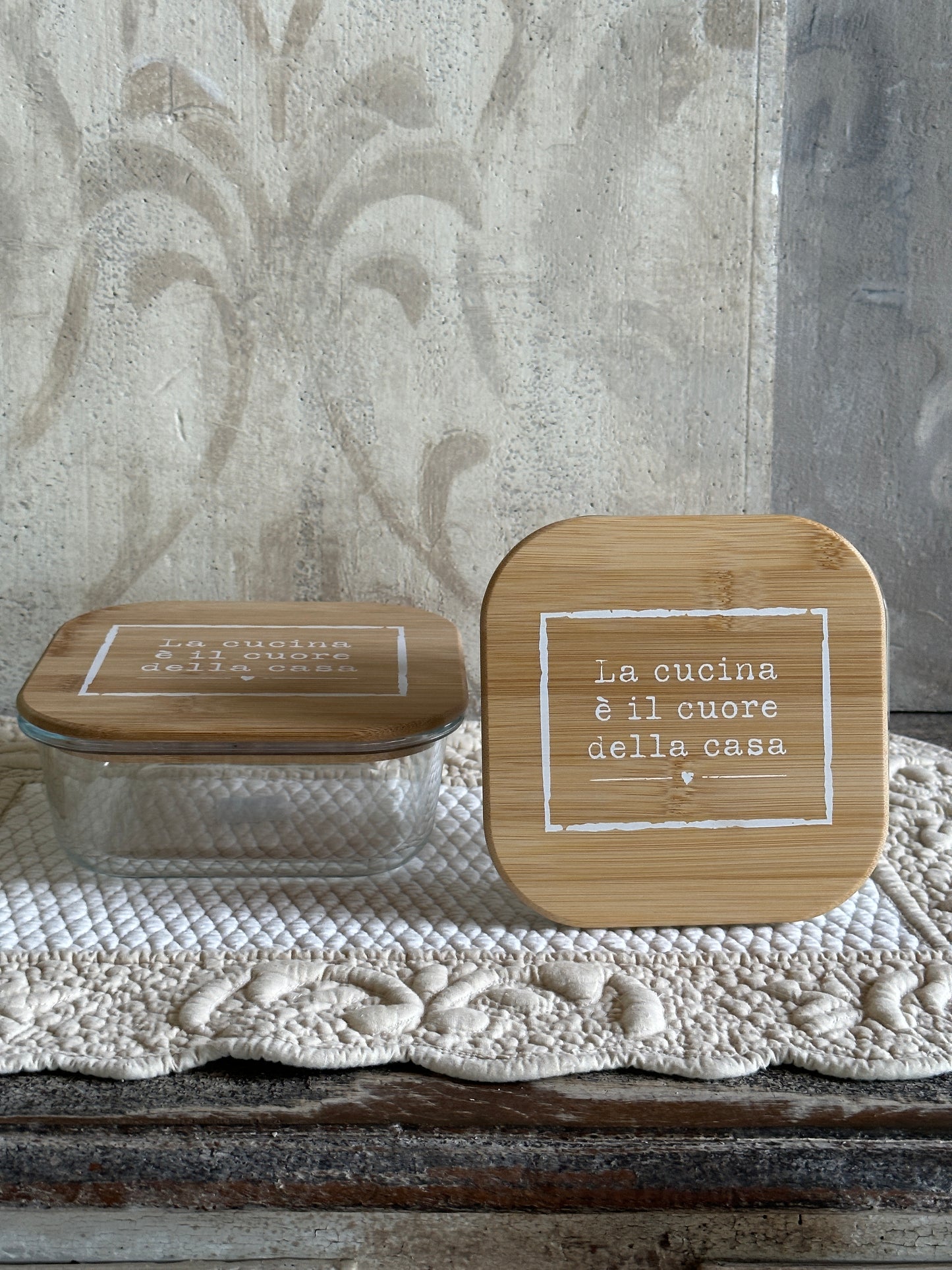 Contenitore Vetro Tappo Legno Con Scritta