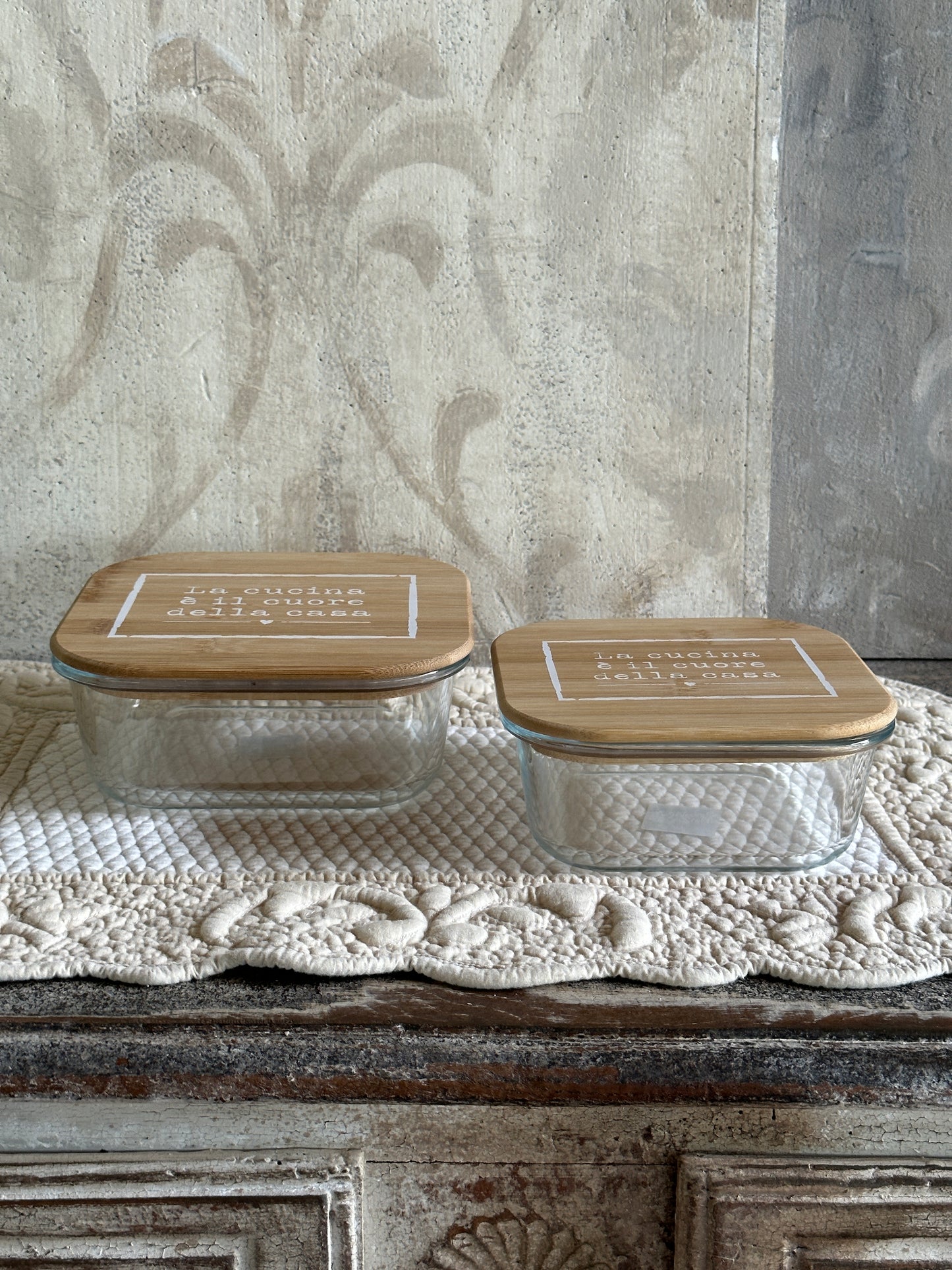 Contenitore Vetro Tappo Legno Con Scritta