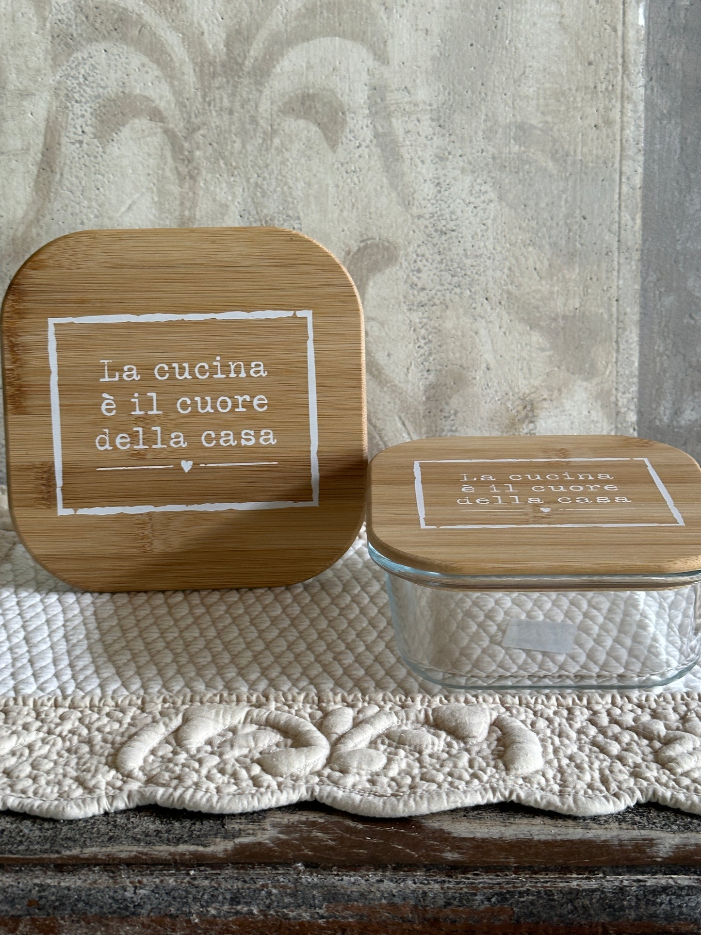Contenitore Vetro Tappo Legno Con Scritta