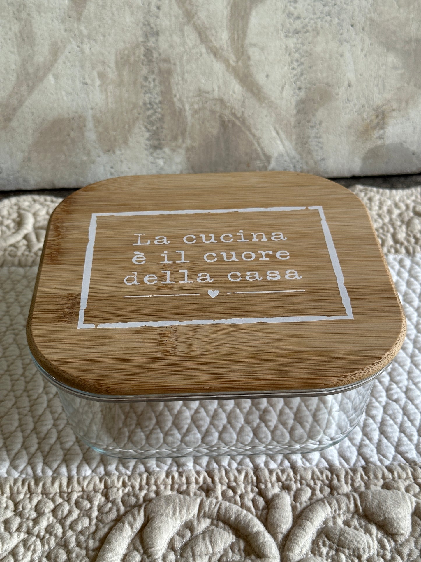 Contenitore Vetro Tappo Legno Con Scritta
