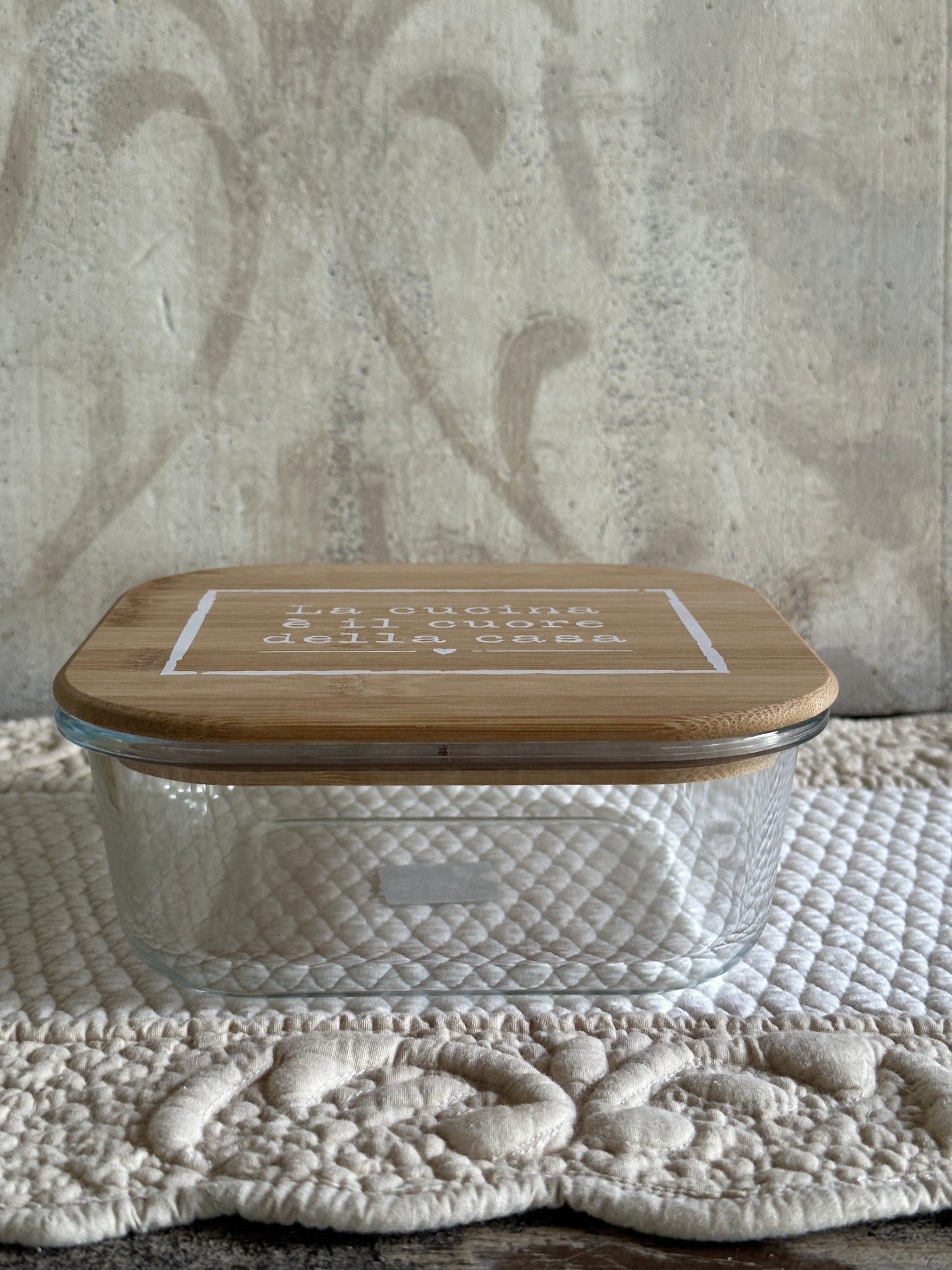 Contenitore Vetro Tappo Legno Con Scritta