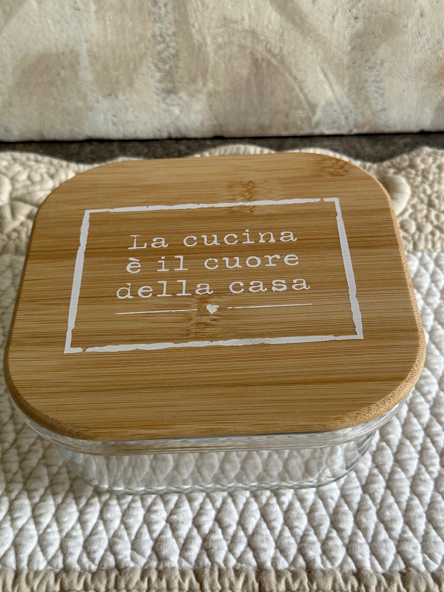 Contenitore Vetro Tappo Legno Con Scritta