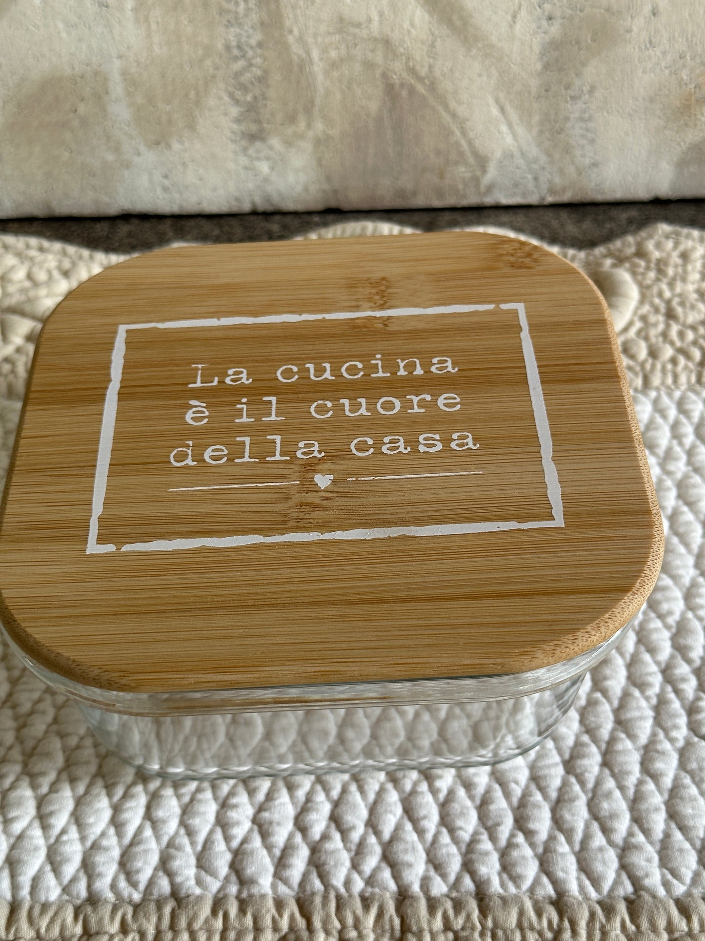Contenitore Vetro Tappo Legno Con Scritta