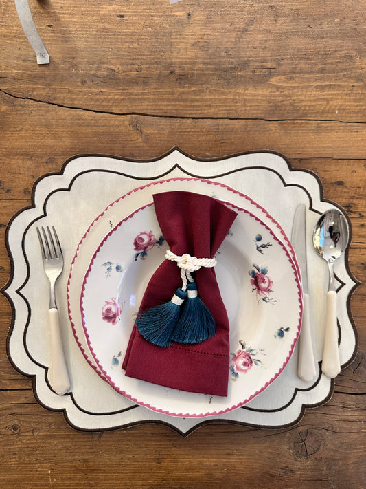 Tovaglietta Ricamata Avorio/Marrone Idrorepellente