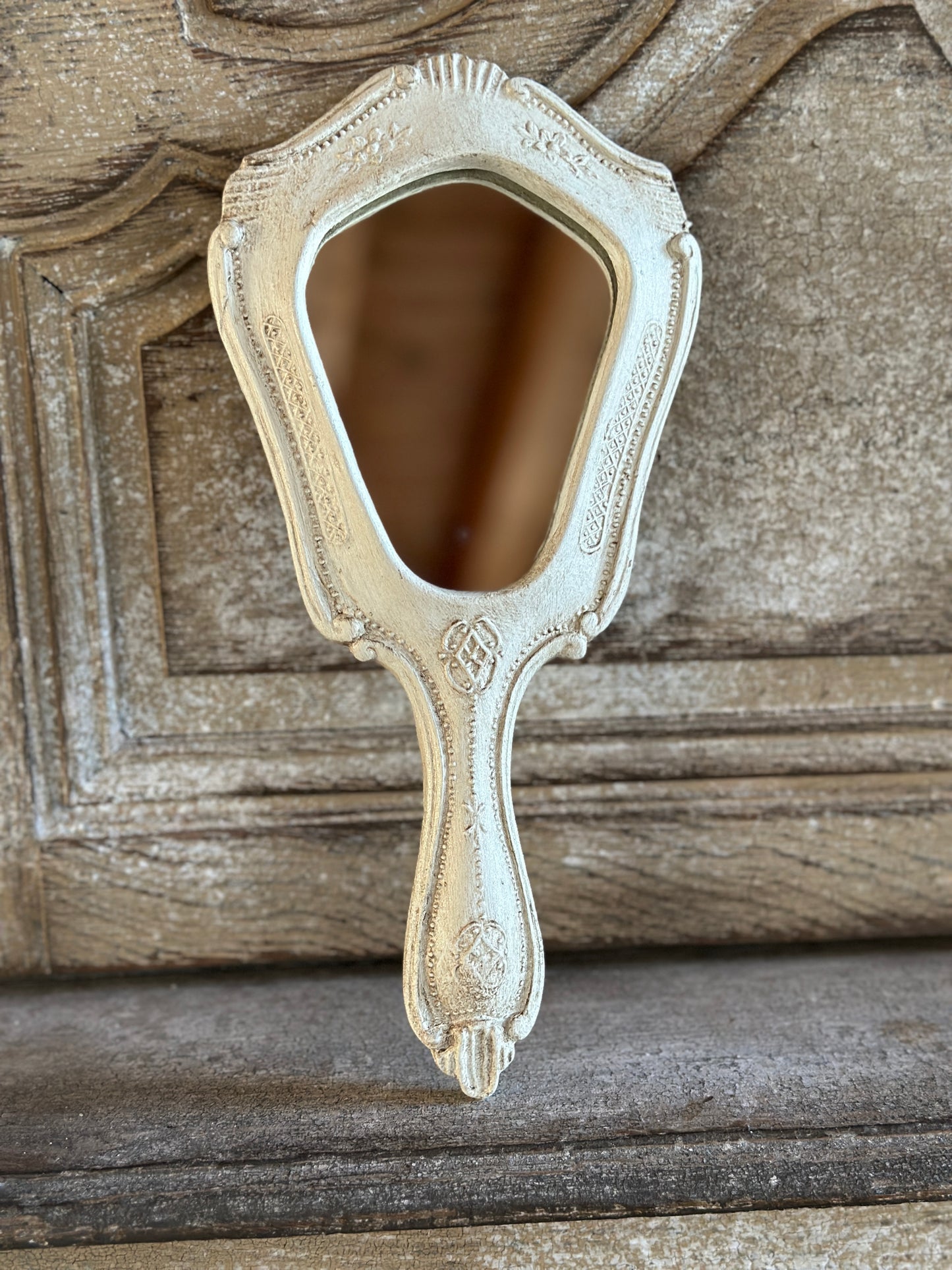 Specchio Con Manico Con Punta Decorata