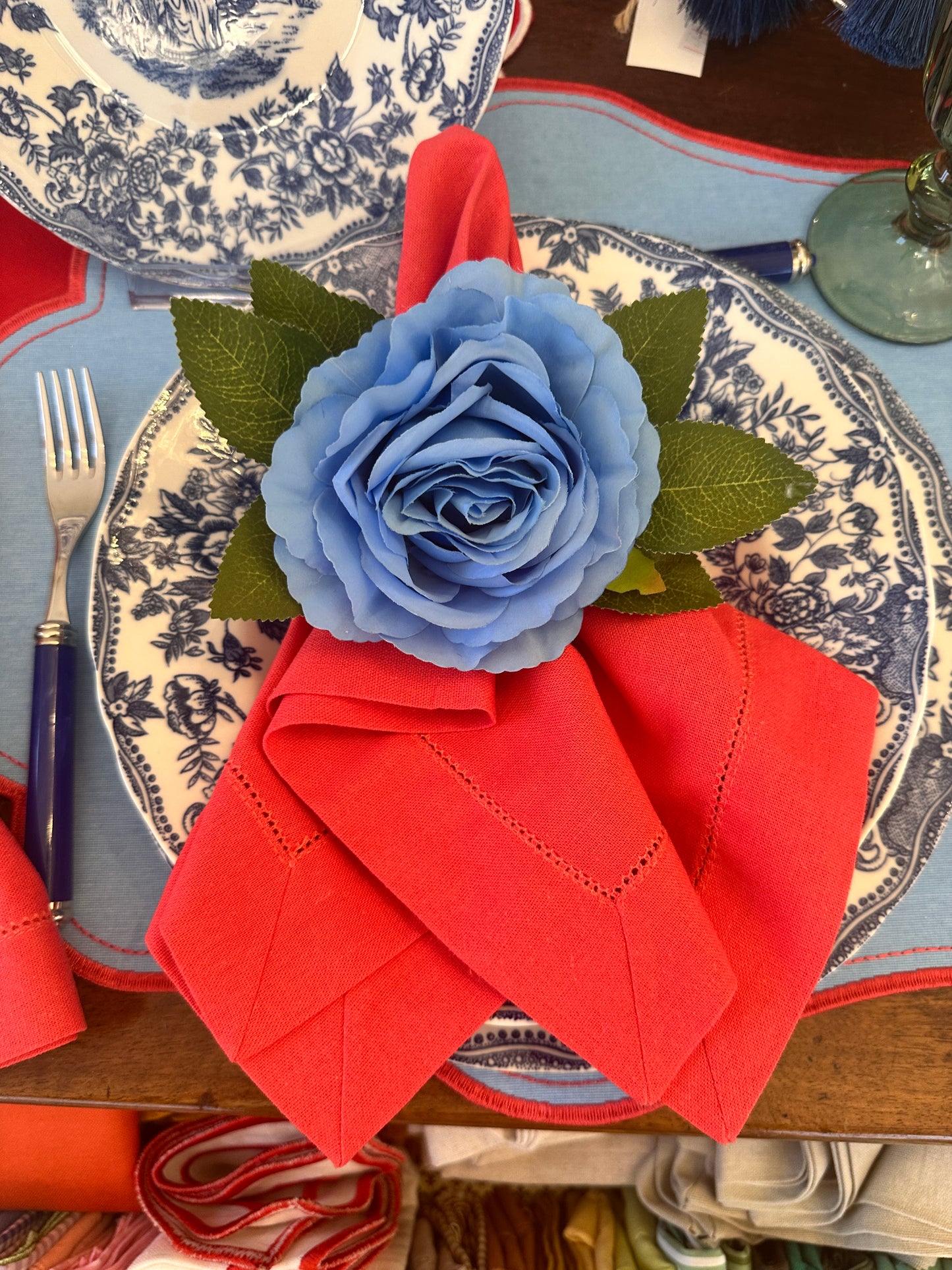 Tovagliolo Corallo Con Orlo A Giorno