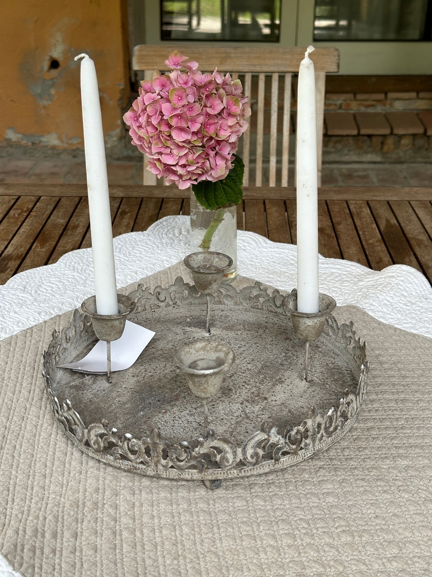 Candelabro Rotondo A Quattro Con Vassoio