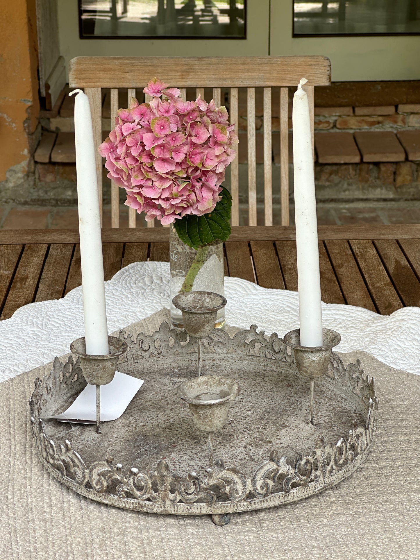 Candelabro Rotondo A Quattro Con Vassoio